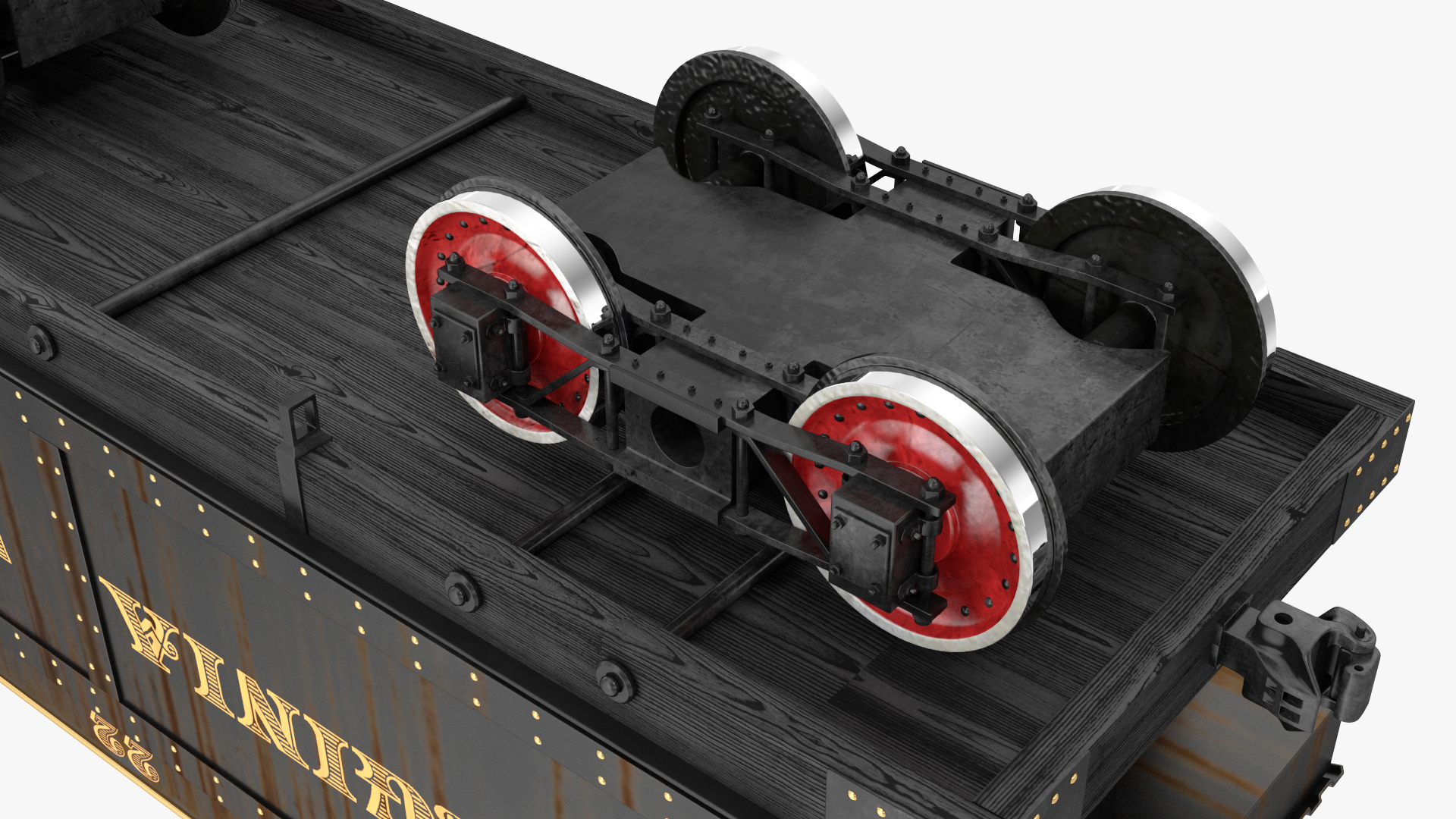 Vintage Steam Locomotive and Wagon 3D model