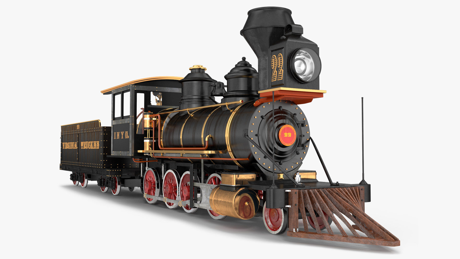 Vintage Steam Locomotive and Wagon 3D model