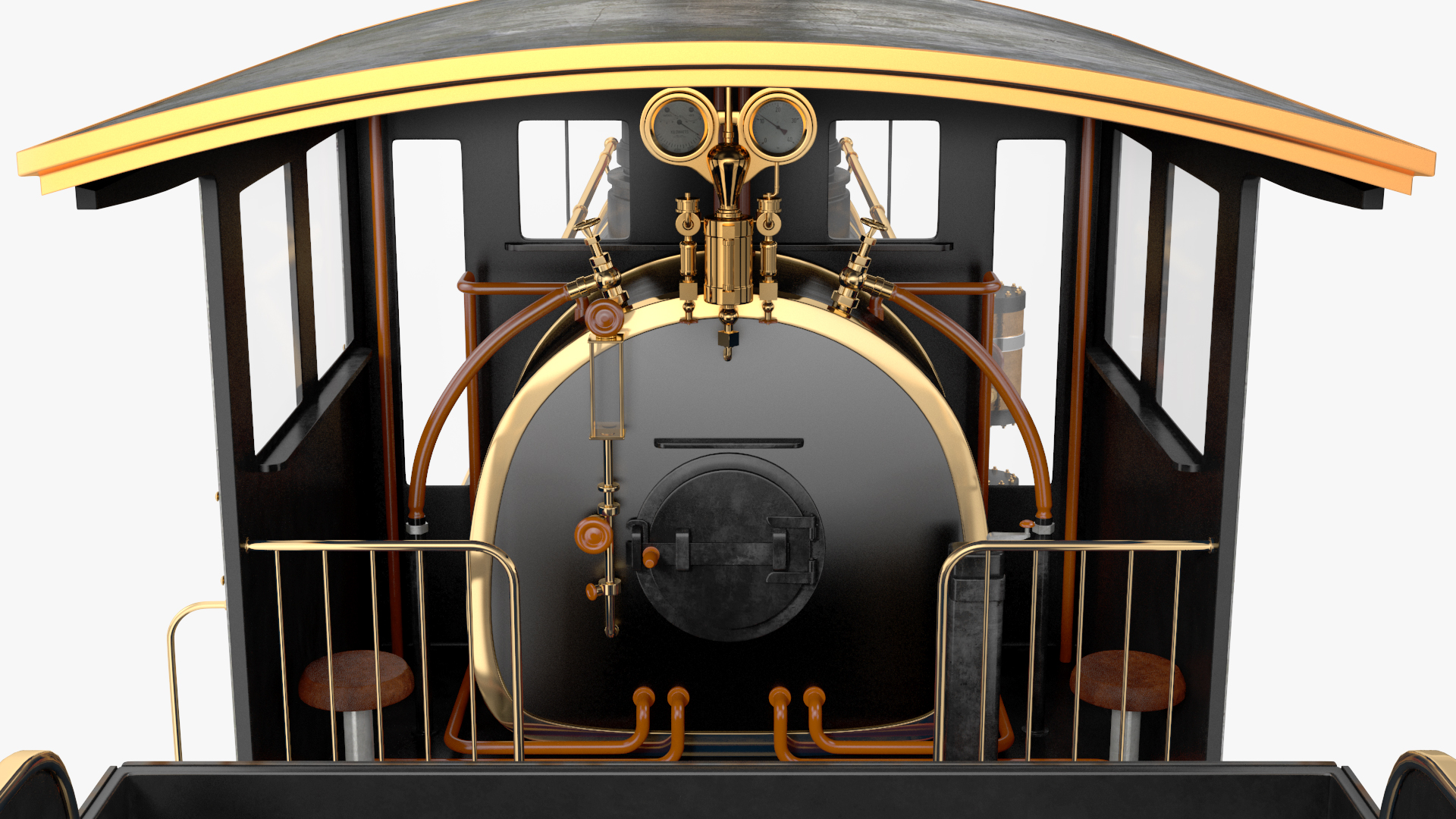 Vintage Steam Locomotive and Wagon 3D model