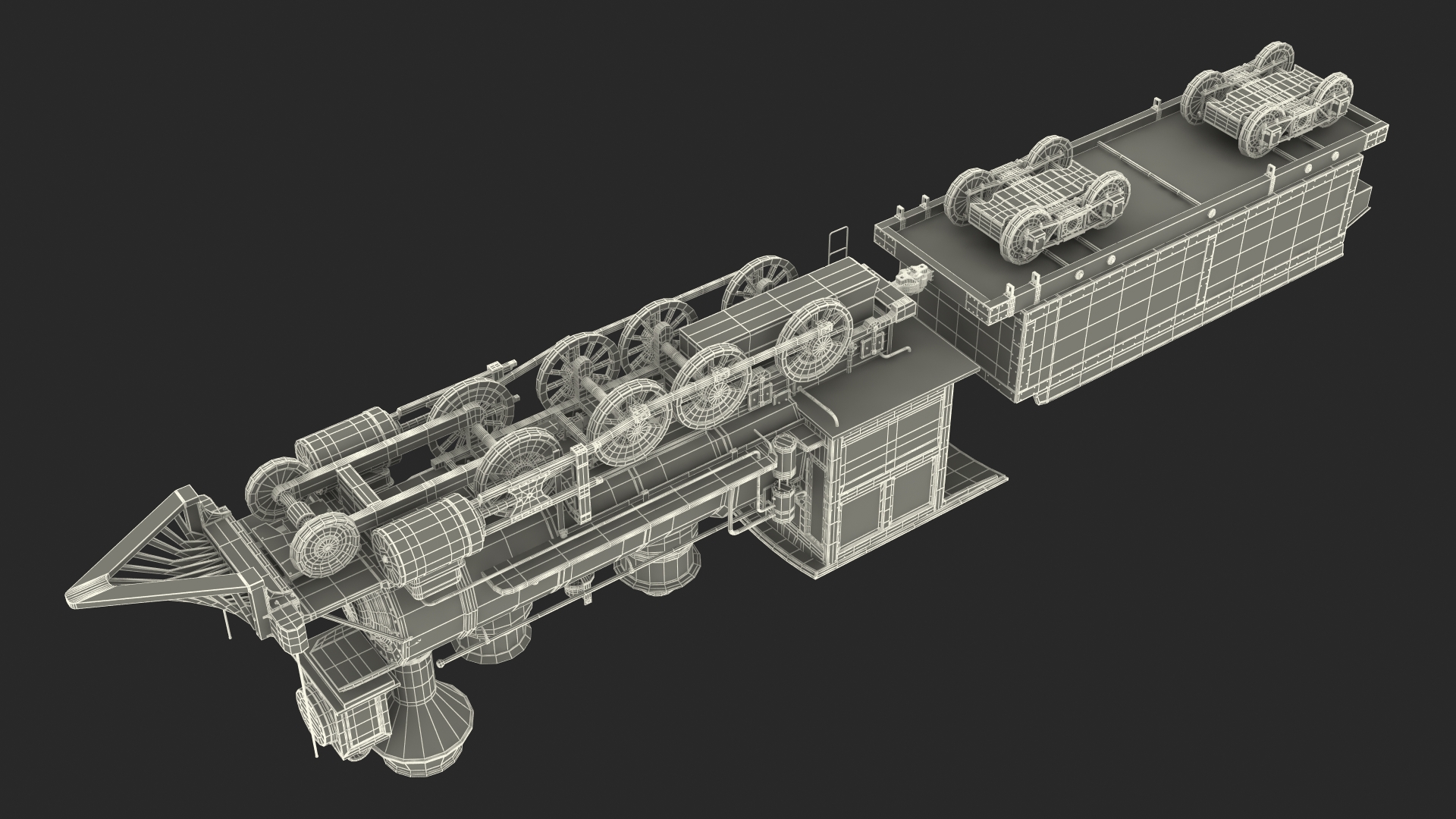 Vintage Steam Locomotive and Wagon 3D model