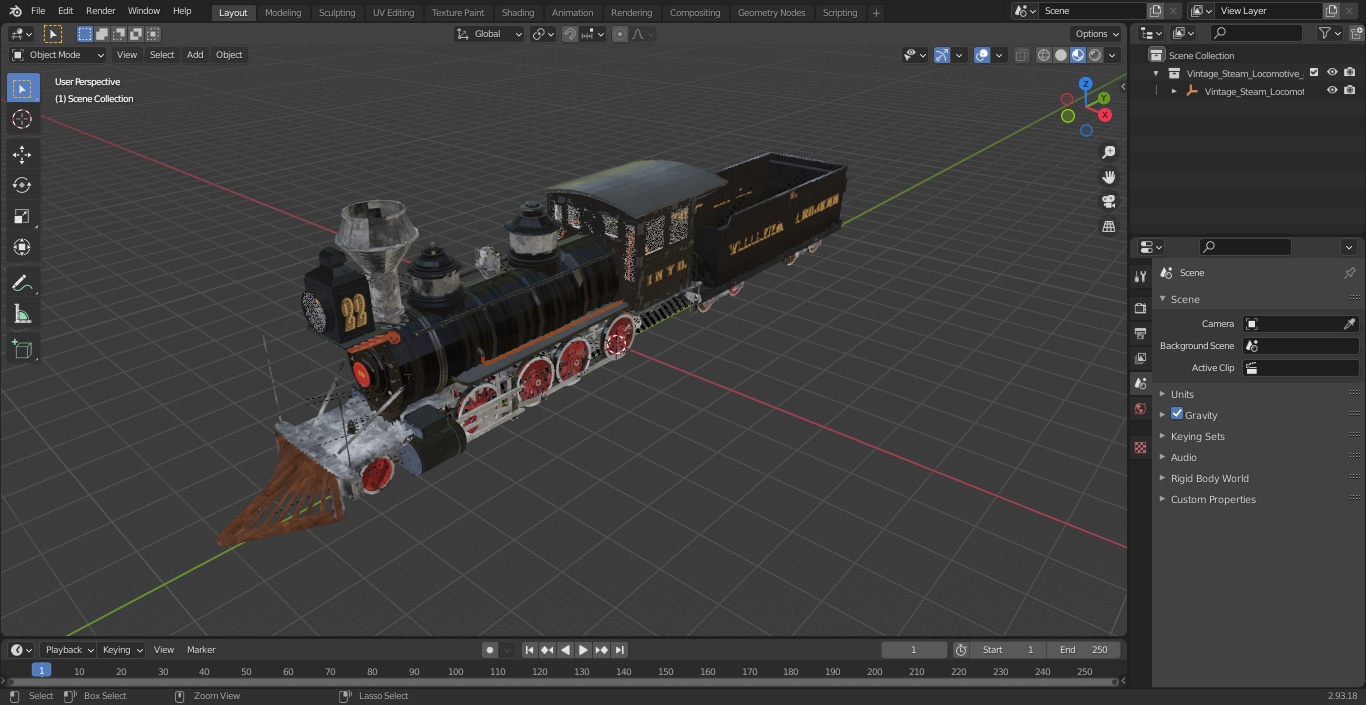 Vintage Steam Locomotive and Wagon 3D model