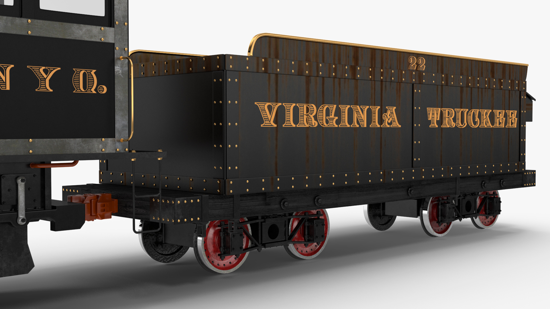 Vintage Steam Locomotive and Wagon 3D model