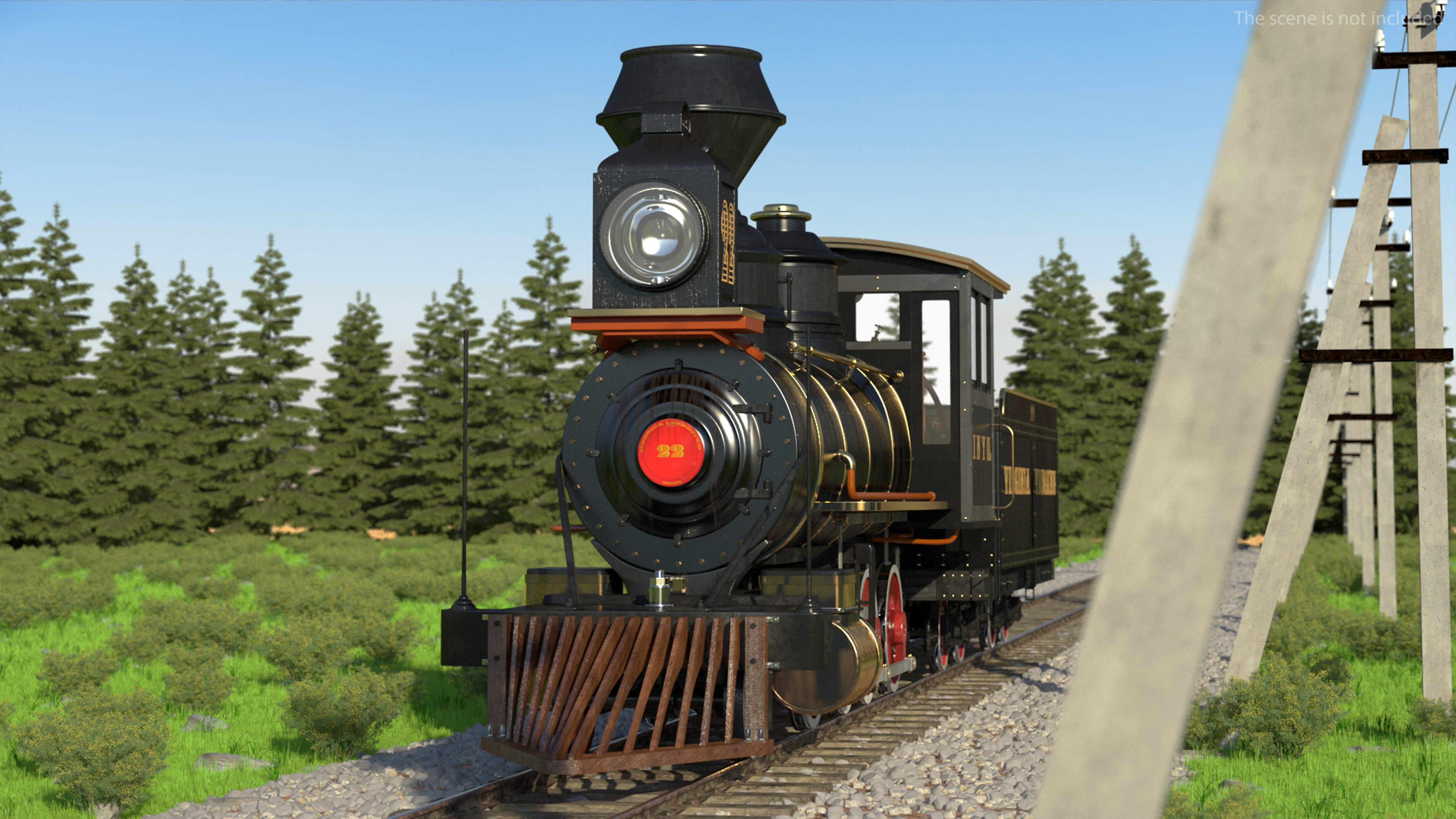 Vintage Steam Locomotive and Wagon 3D model