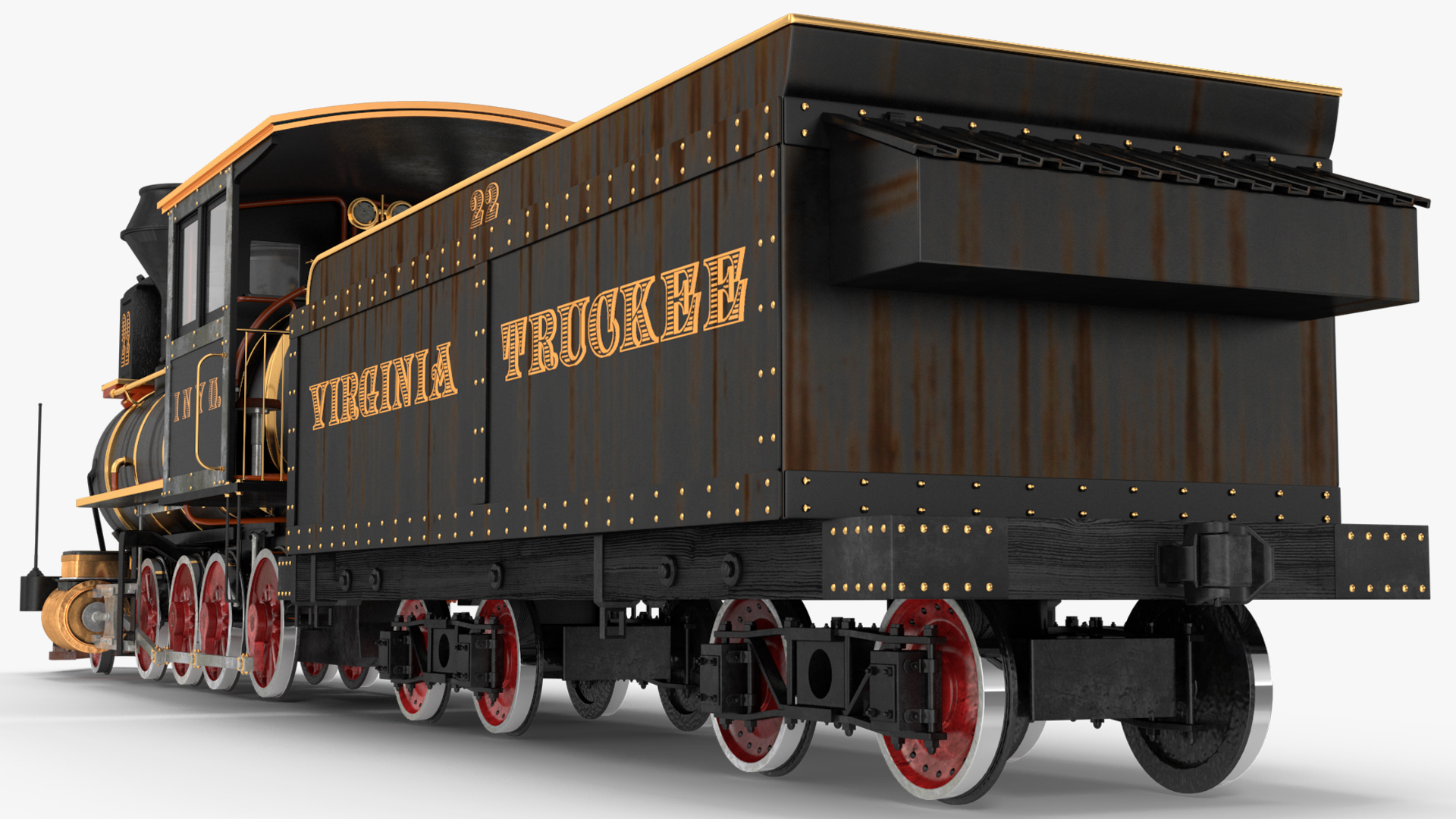 Vintage Steam Locomotive and Wagon 3D model