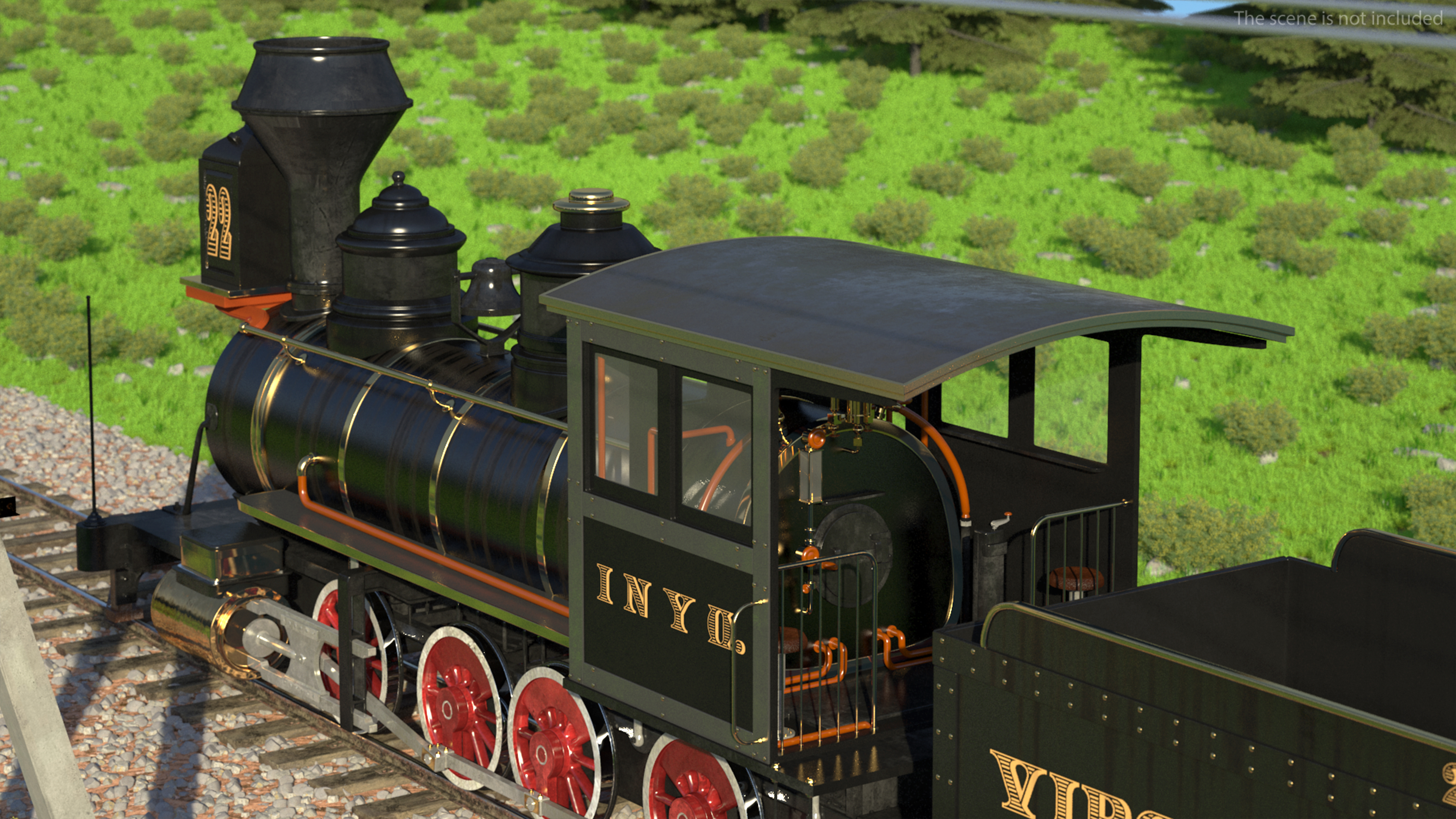 Vintage Steam Locomotive and Wagon 3D model