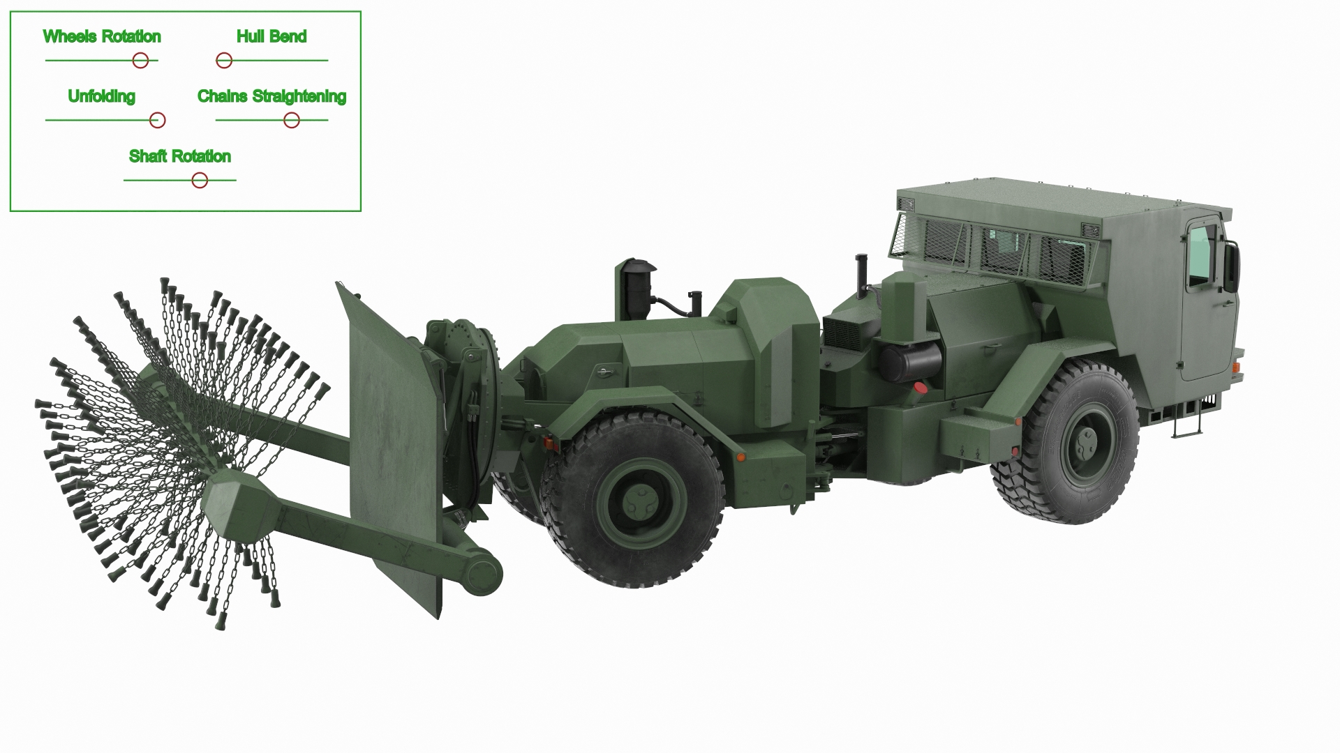 3D model Used Khaki Mine Sweeper Vehicle Hydrema 910 Rigged