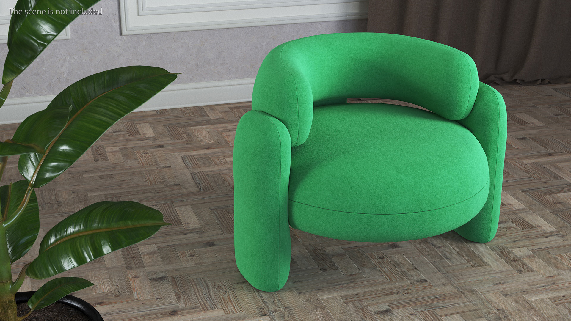 Smooth Shape Green Armchair 3D