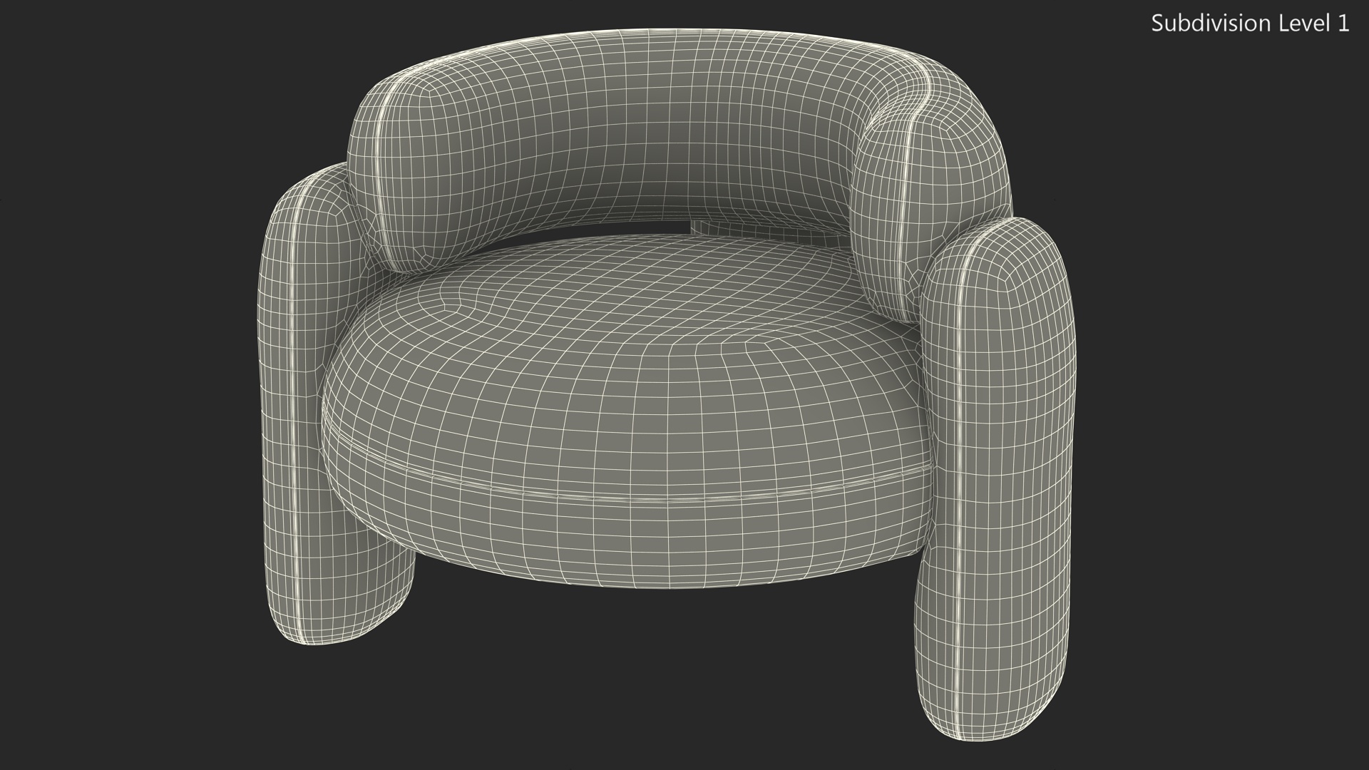 Smooth Shape Green Armchair 3D