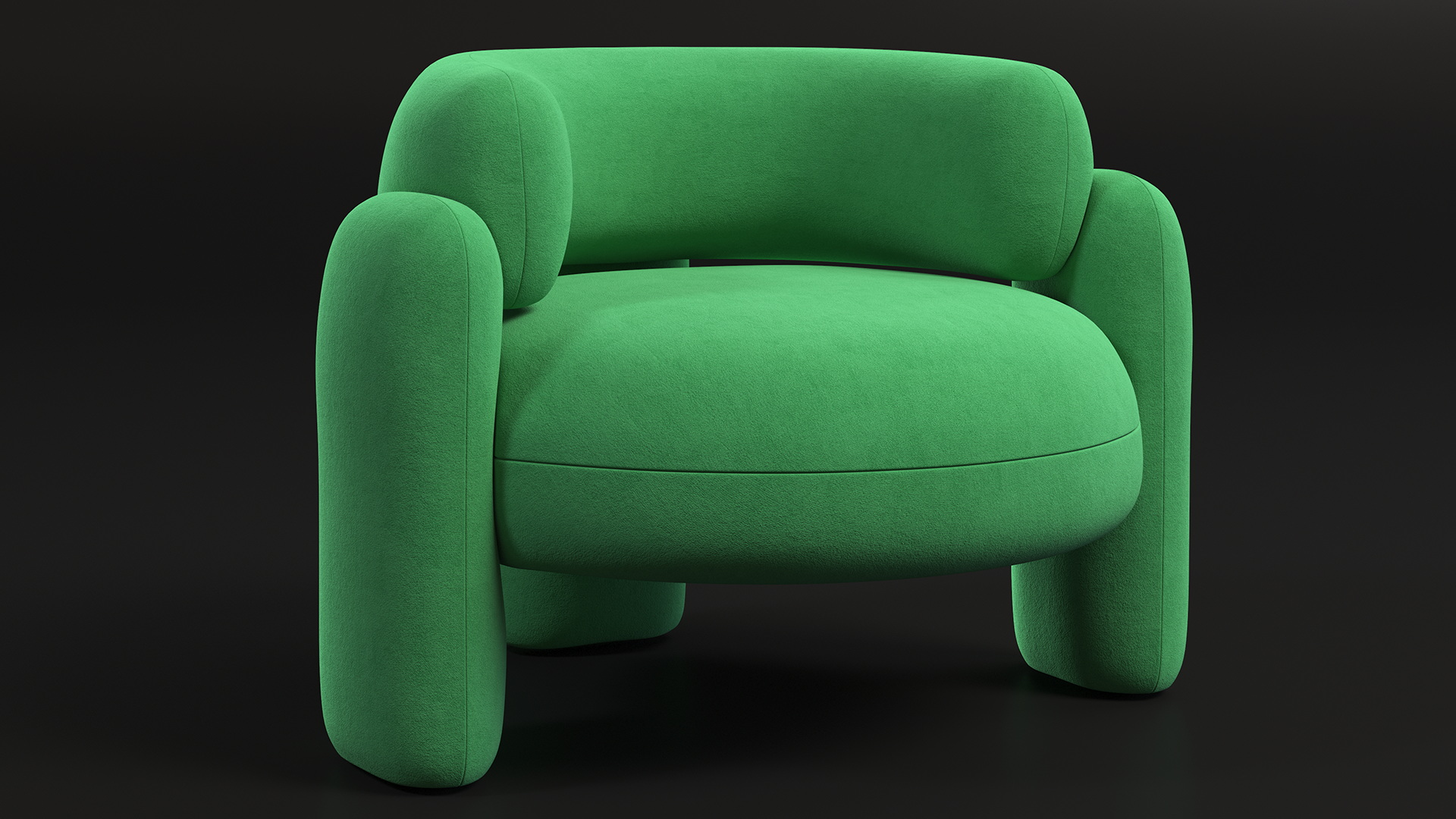 Smooth Shape Green Armchair 3D