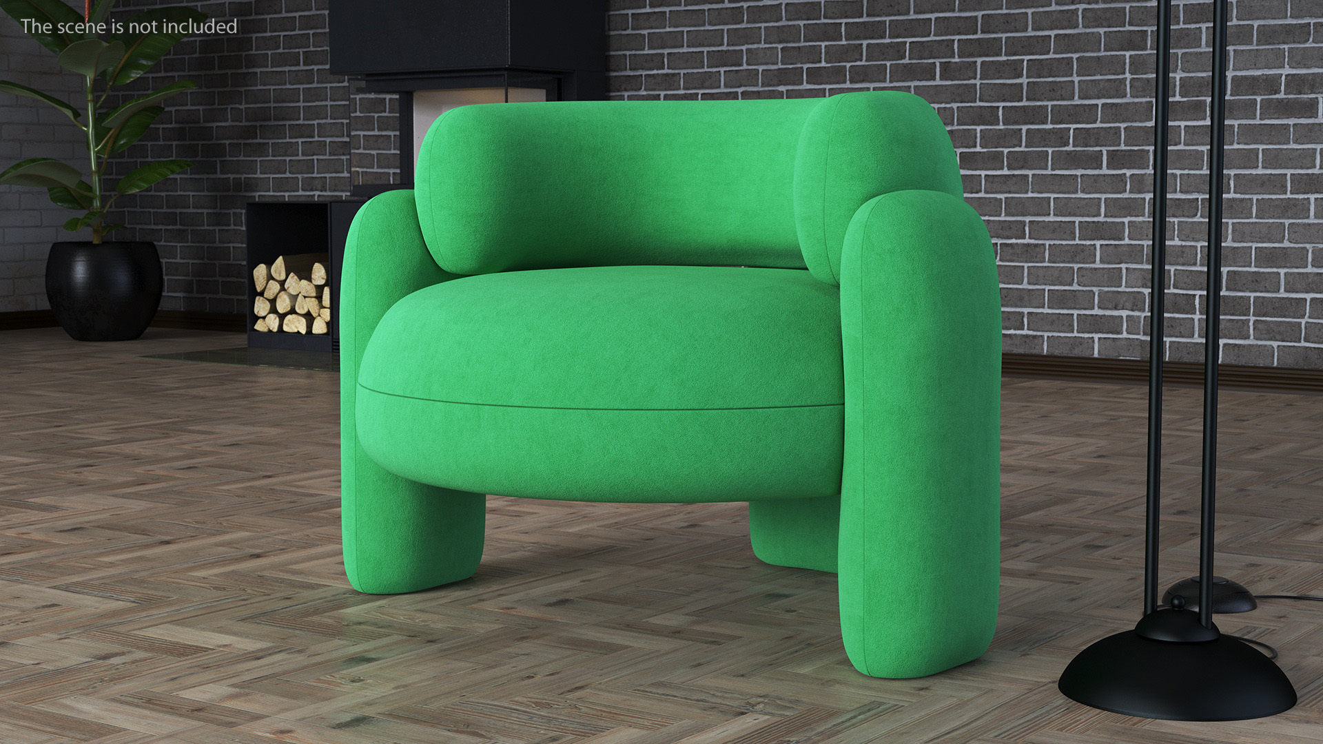 Smooth Shape Green Armchair 3D