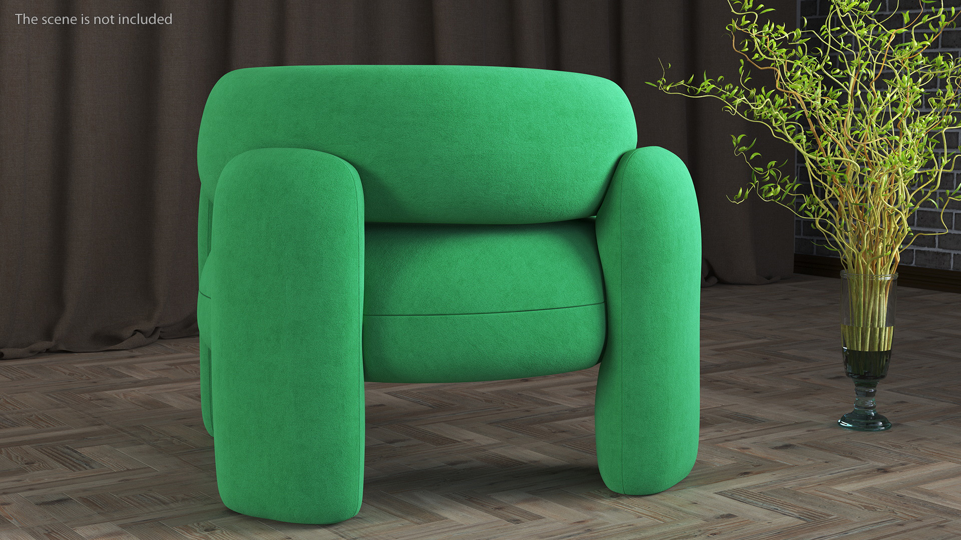 Smooth Shape Green Armchair 3D