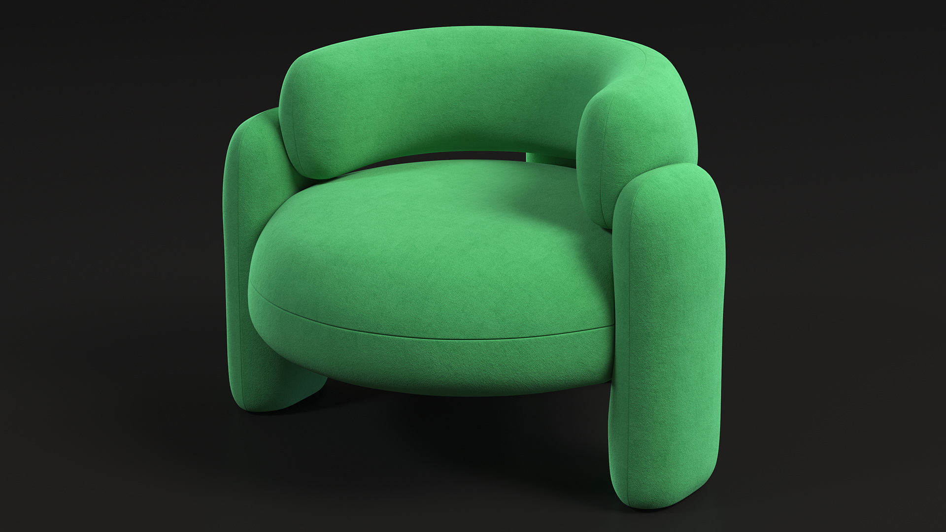 Smooth Shape Green Armchair 3D