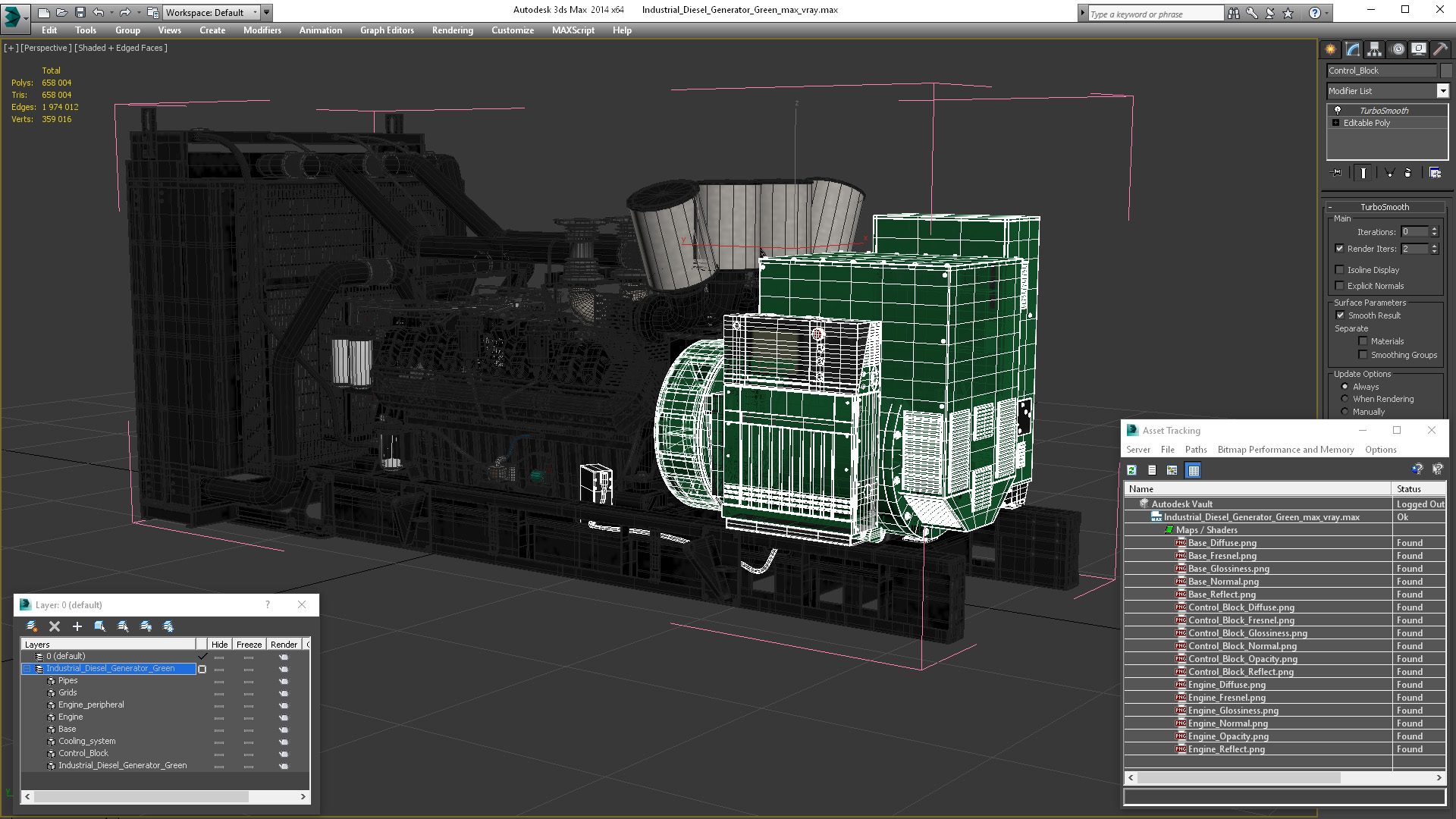 3D Industrial Diesel Generator Green model