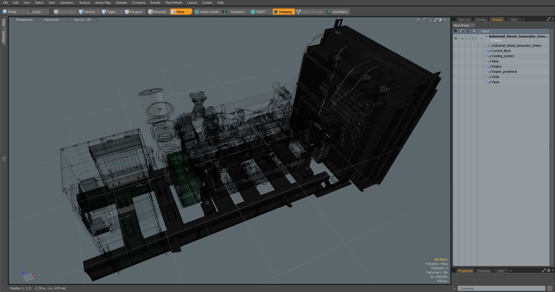 3D Industrial Diesel Generator Green model