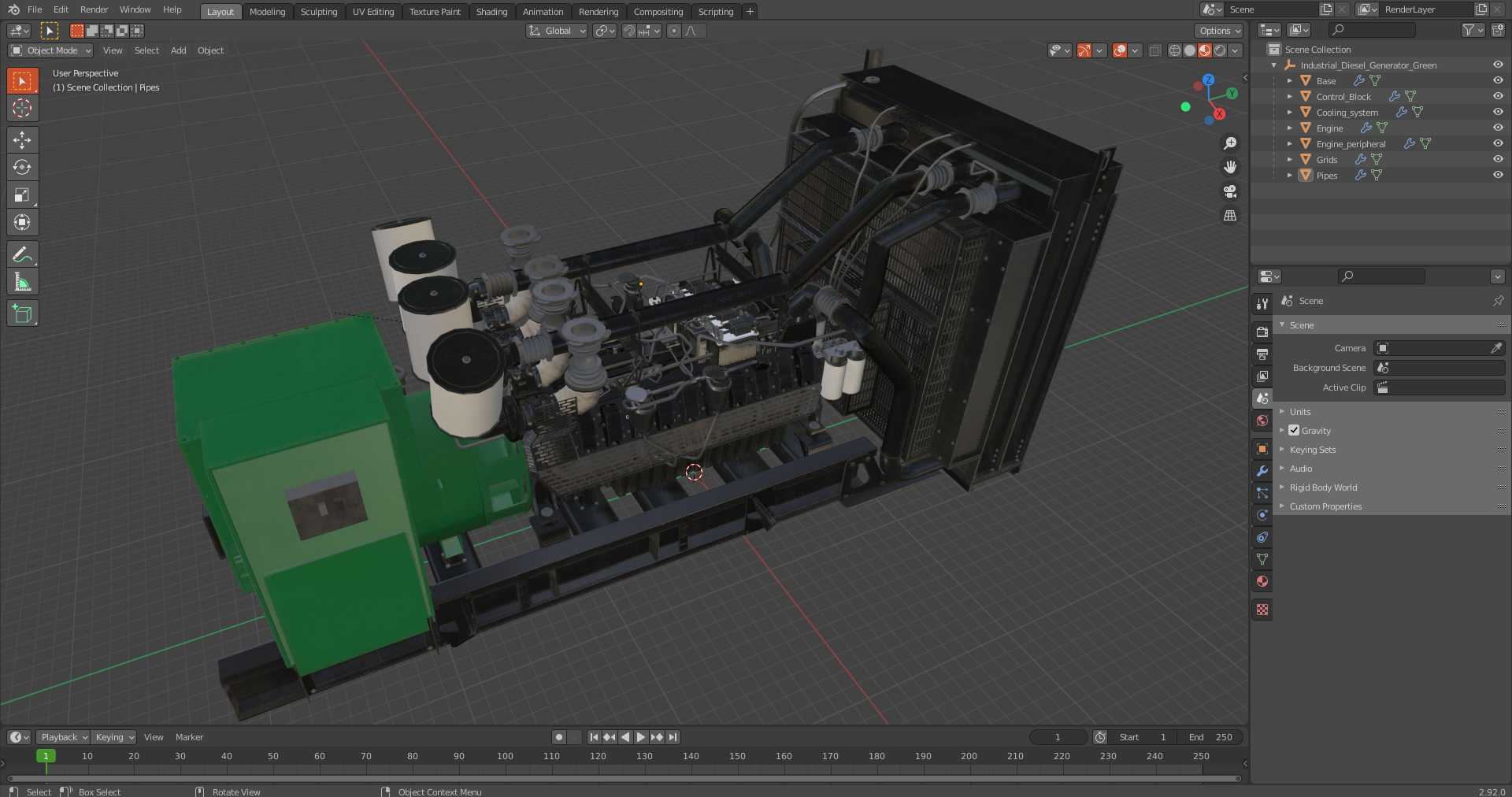 3D Industrial Diesel Generator Green model