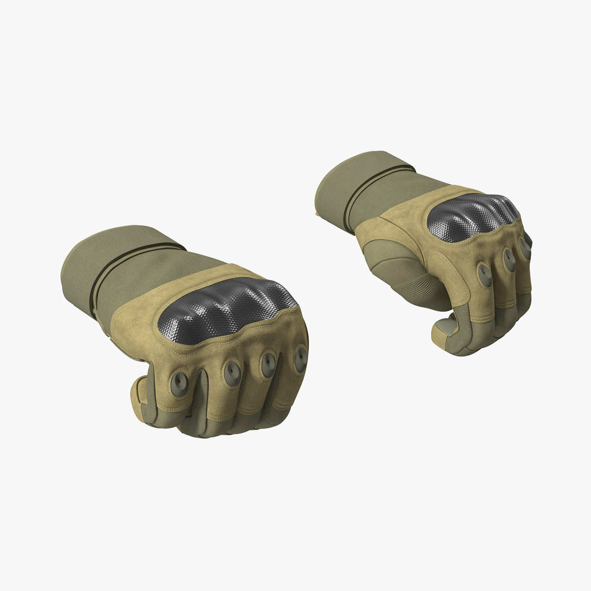 Shockproof Gloves Khaki Rigged for Maya 3D model
