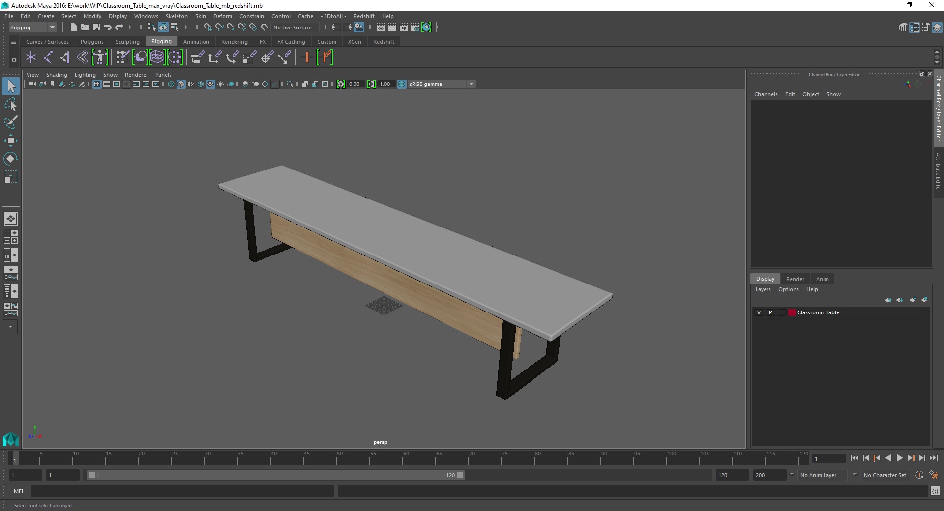 3D model Classroom Table
