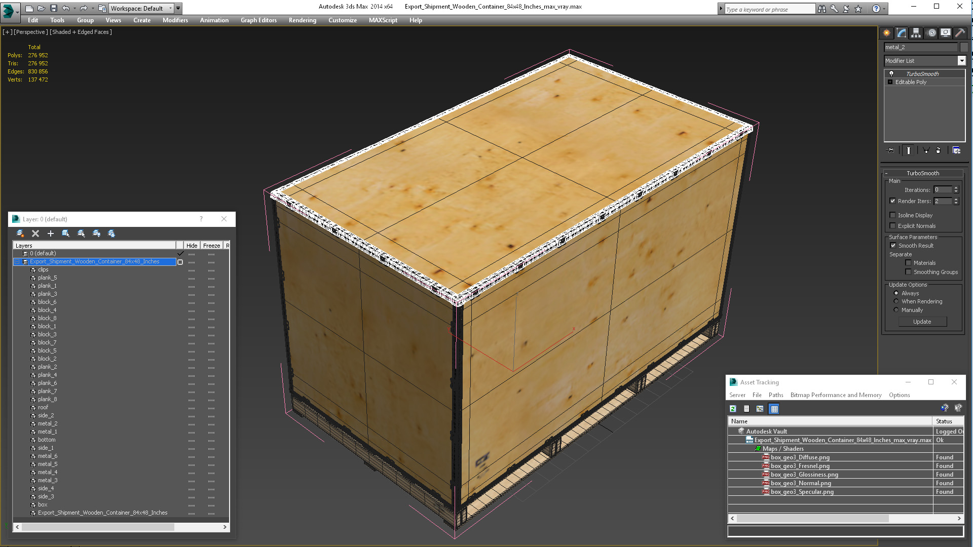 3D model Export Shipment Wooden Container 84x48 Inches