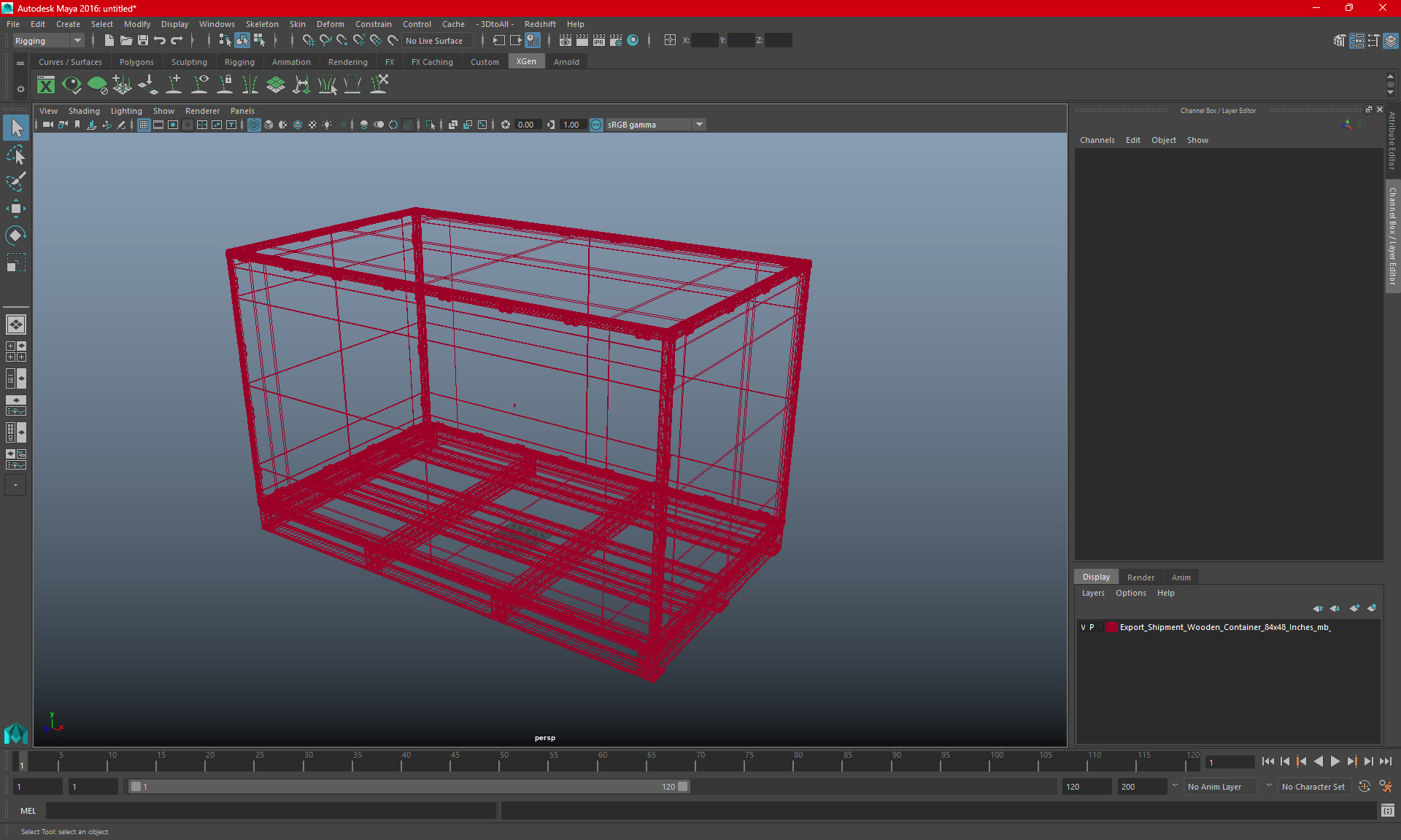 3D model Export Shipment Wooden Container 84x48 Inches