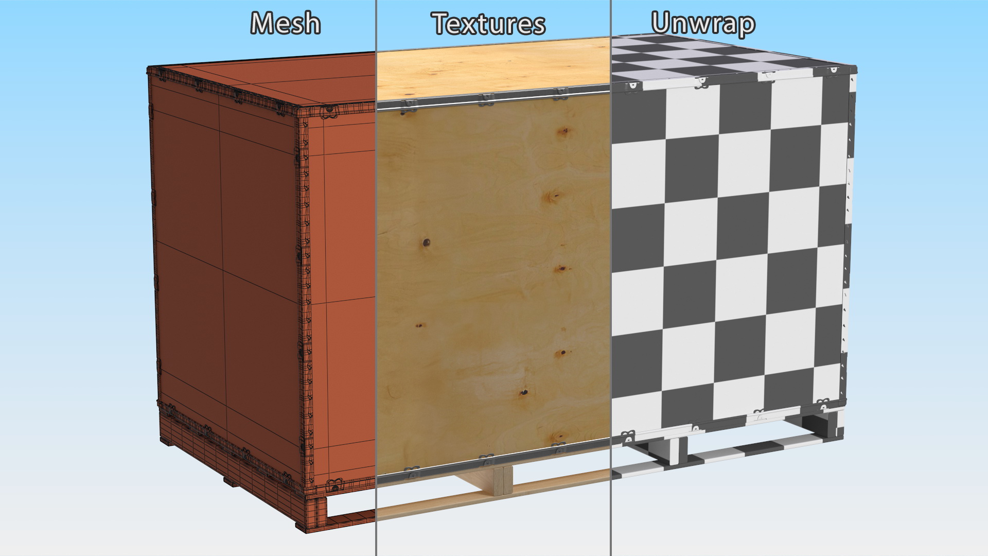 3D model Export Shipment Wooden Container 84x48 Inches