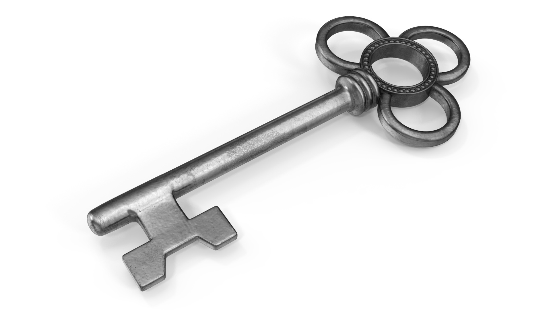 3D Traditional Skeleton Key Silver