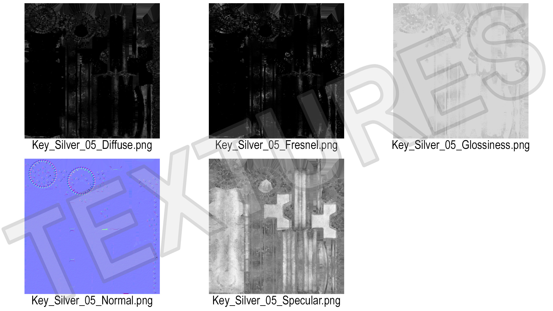 3D Traditional Skeleton Key Silver
