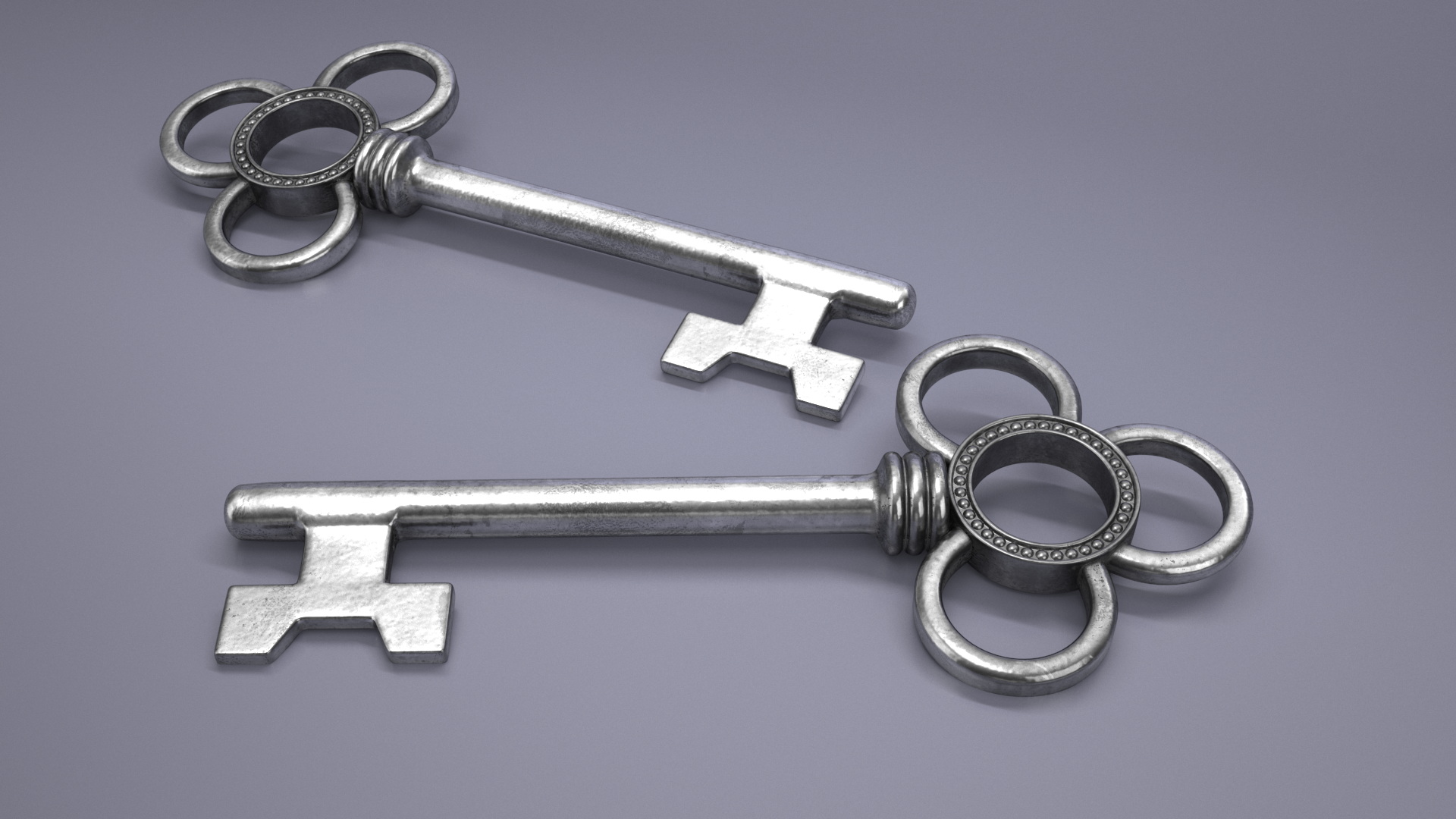 3D Traditional Skeleton Key Silver