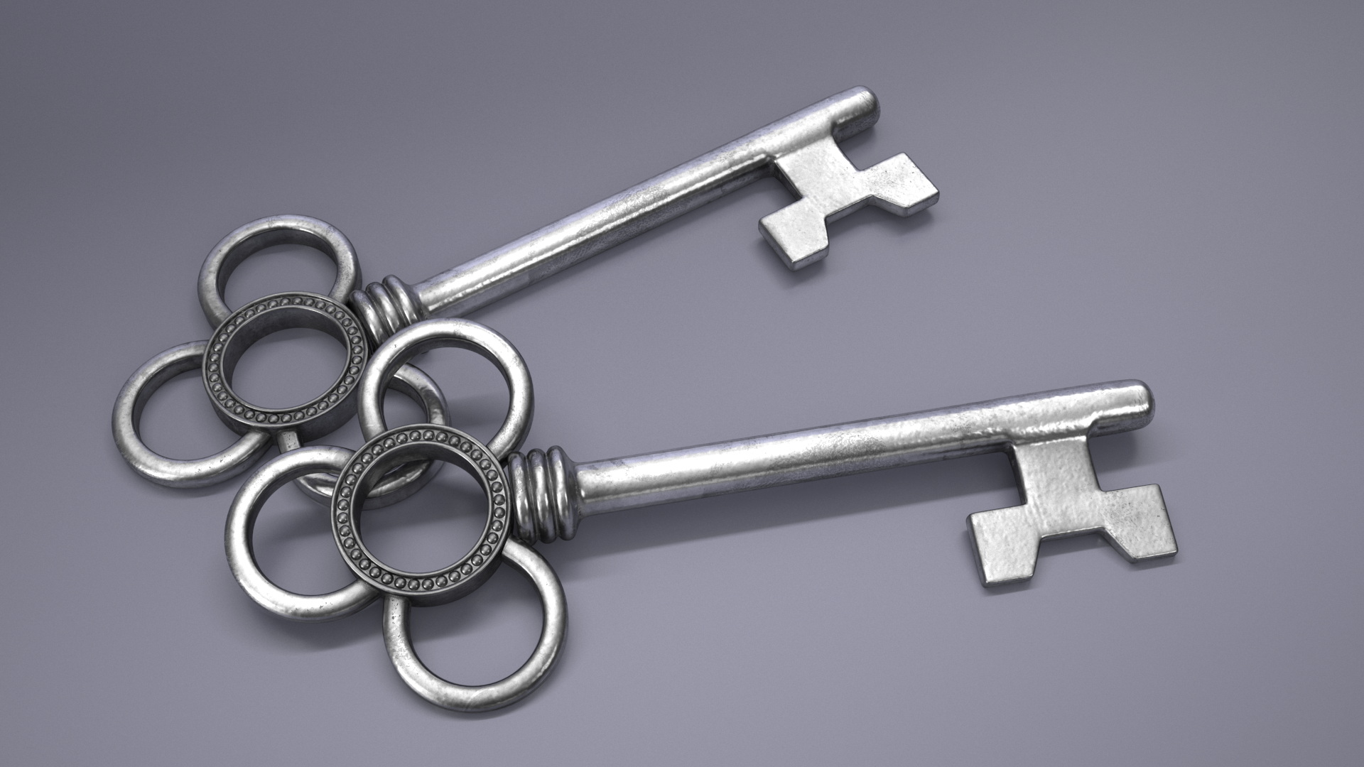 3D Traditional Skeleton Key Silver