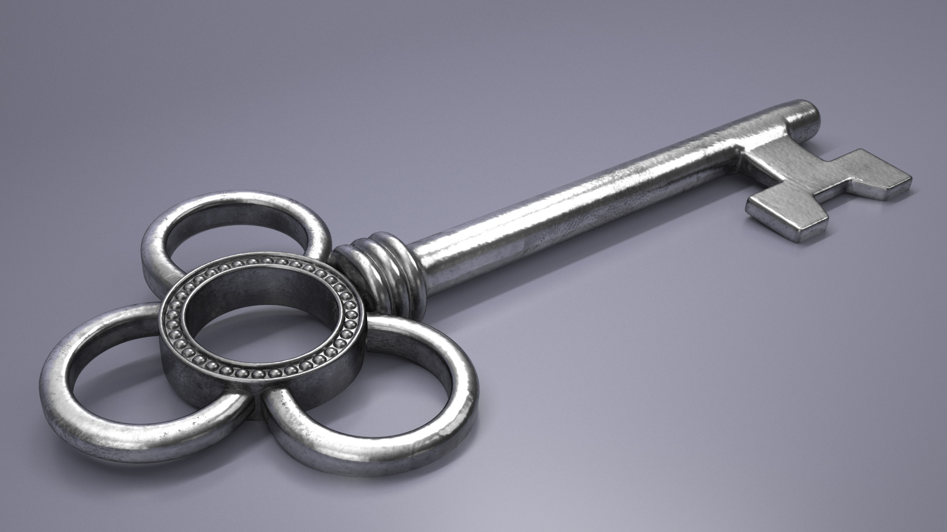 3D Traditional Skeleton Key Silver