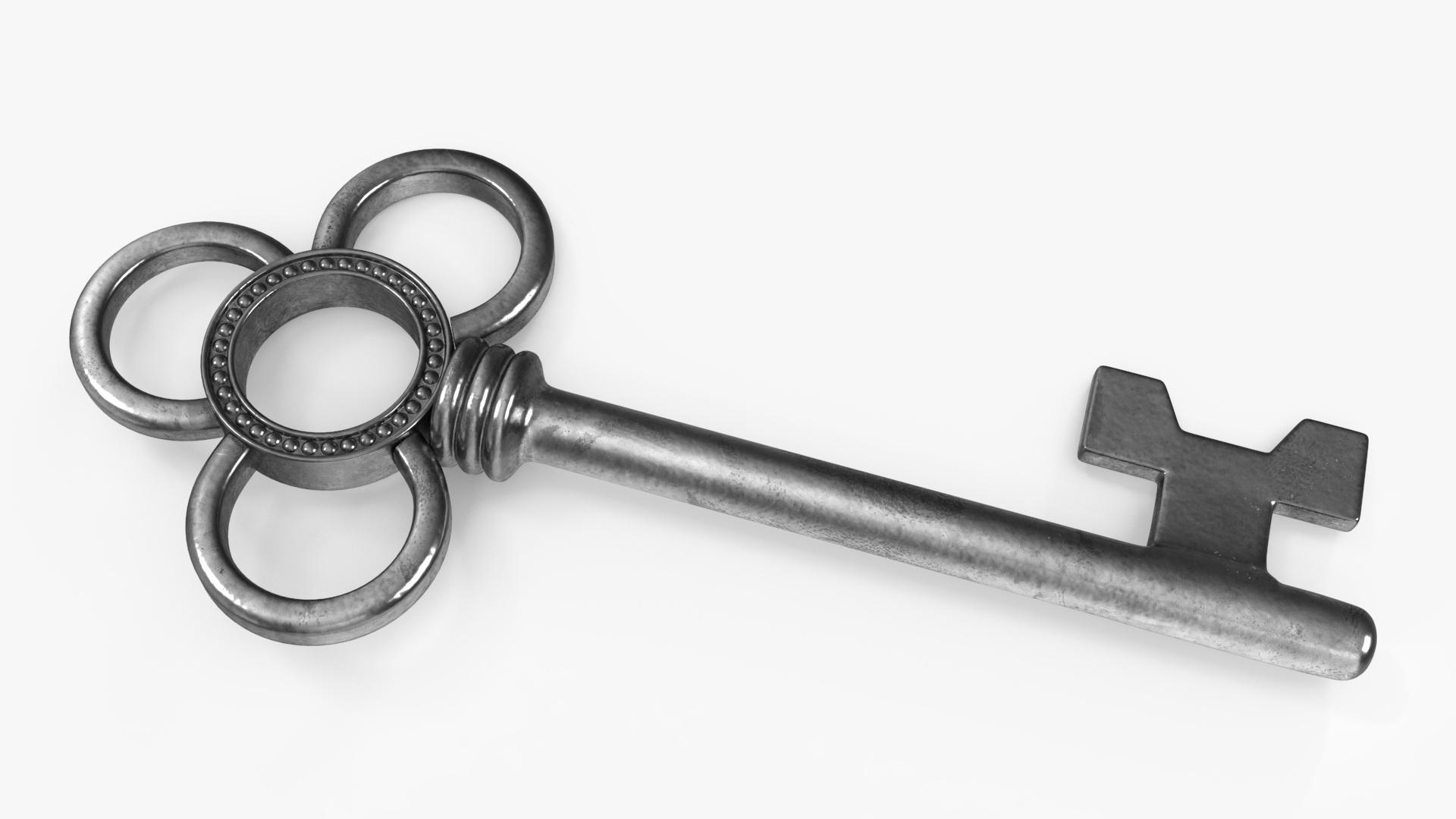 3D Traditional Skeleton Key Silver