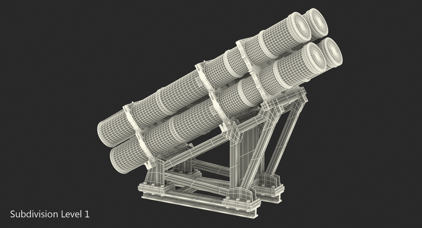 3D model MK 141 Missile Launching System RGM 84 Harpoon SSM Navy
