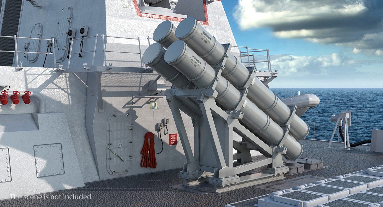 3D model MK 141 Missile Launching System RGM 84 Harpoon SSM Navy
