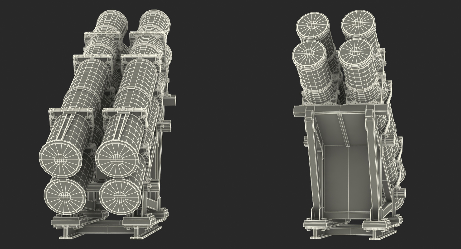 3D model MK 141 Missile Launching System RGM 84 Harpoon SSM Navy