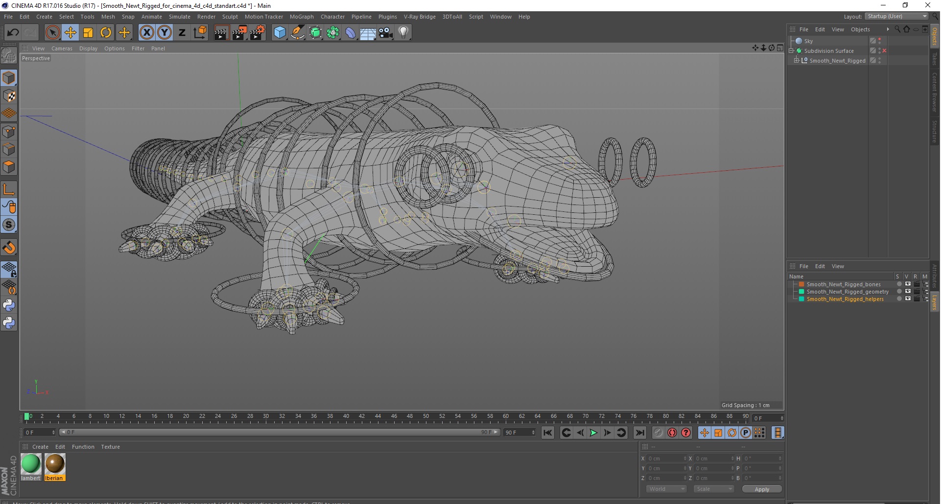 Smooth Newt Rigged for Cinema 4D 3D