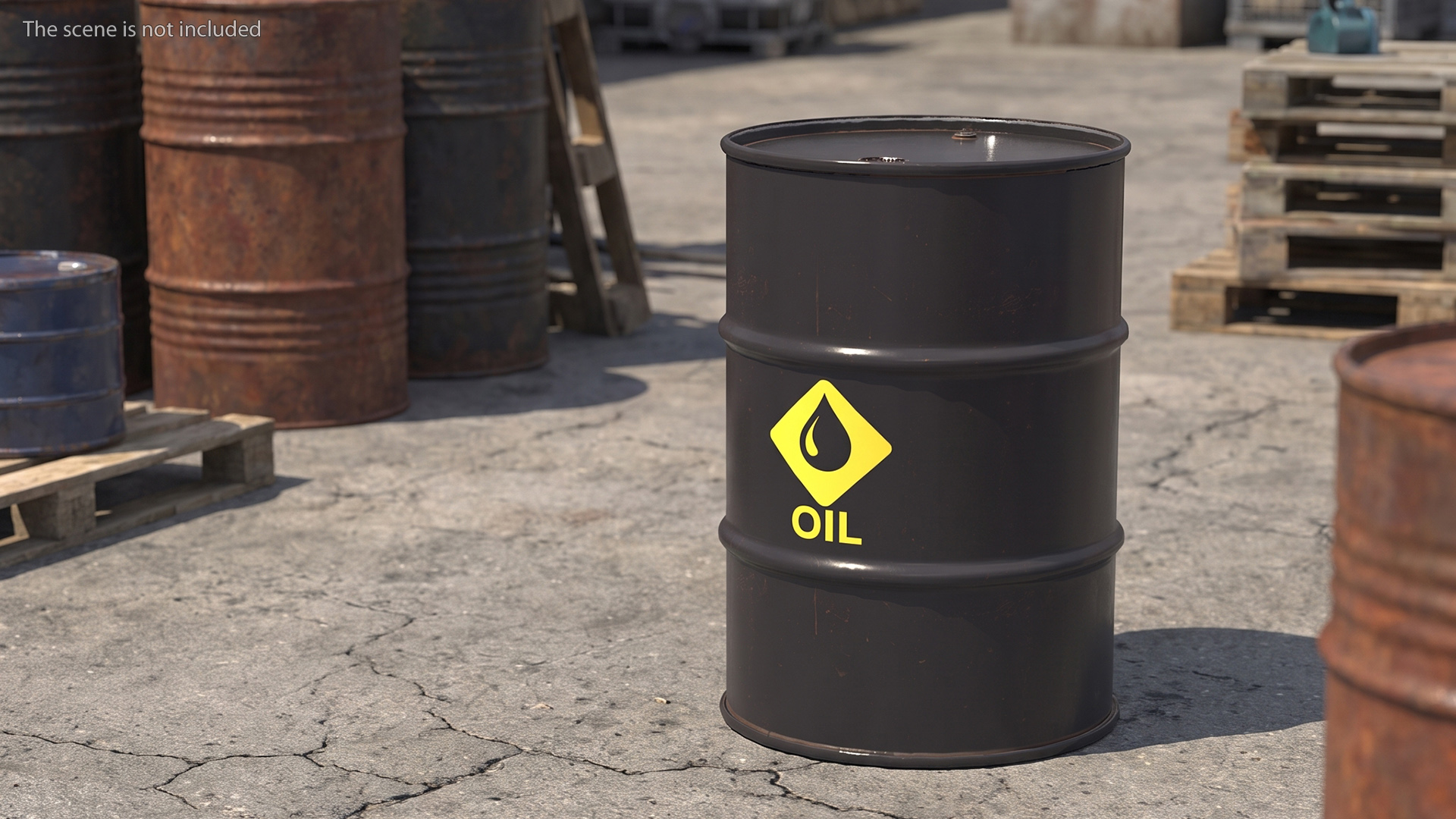 Oil Storage Steel Barrel Black Game Ready - view 3