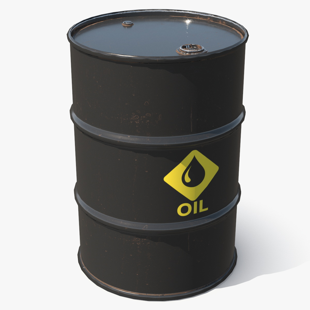 Oil Storage Steel Barrel Black Game Ready 3D model preview