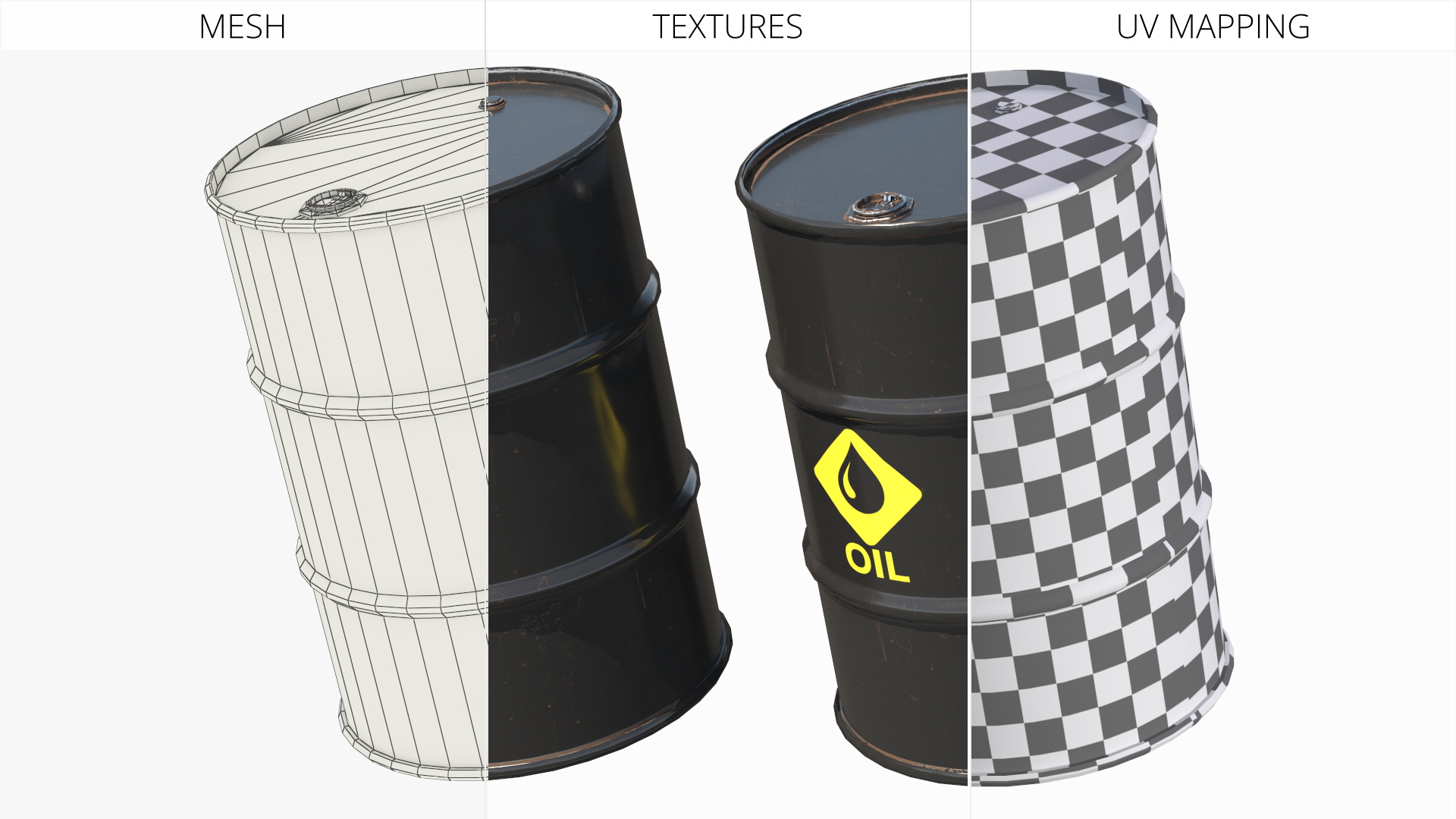 Oil Storage Steel Barrel Black Game Ready - view 7