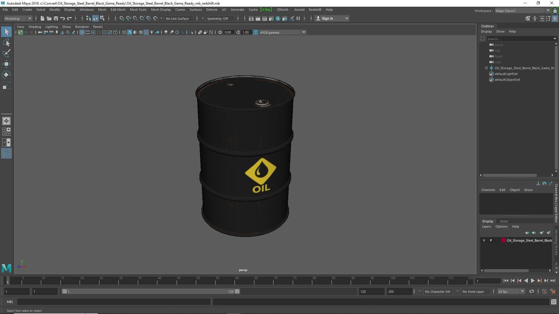 Oil Storage Steel Barrel Black Game Ready - view 11