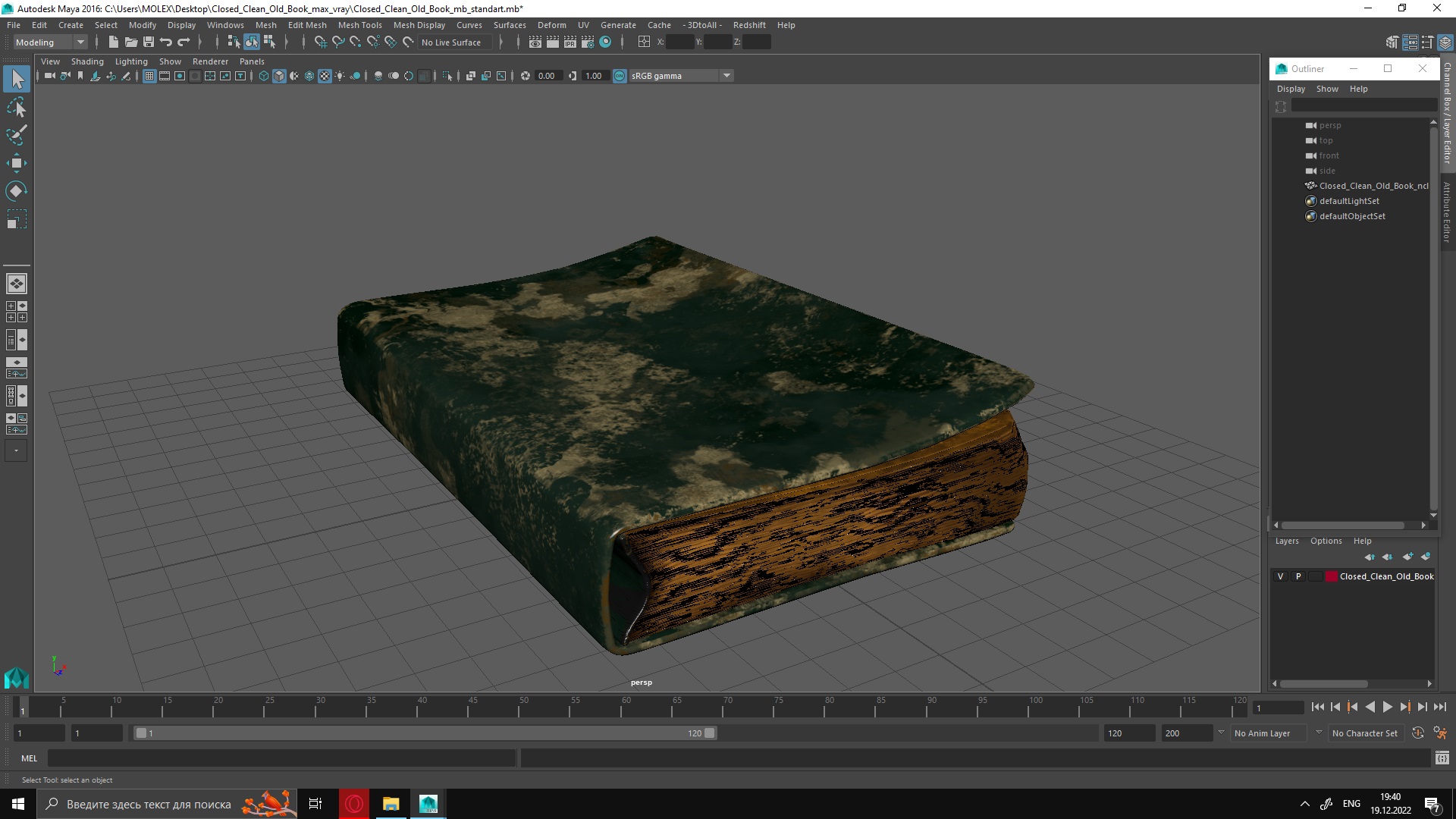 3D Closed Clean Old Book