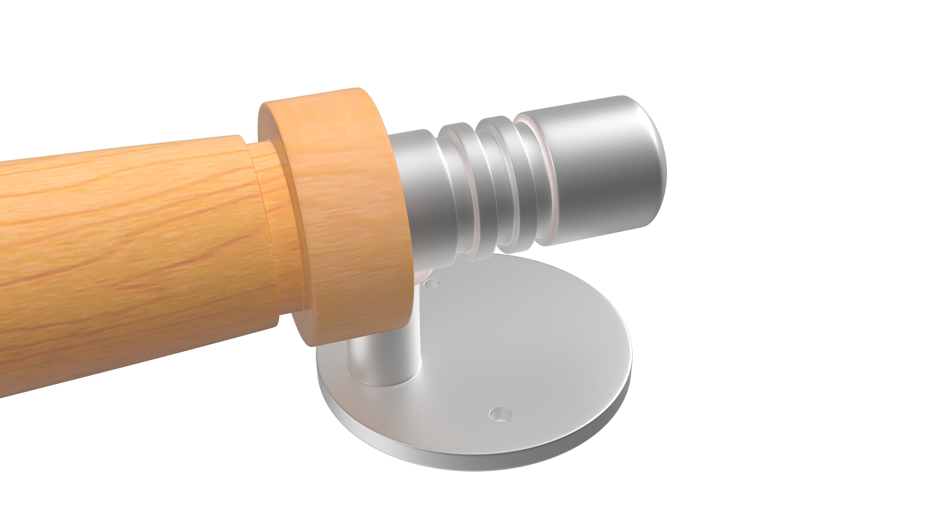 3D Door Metal Handle with Wooden Oval Insert