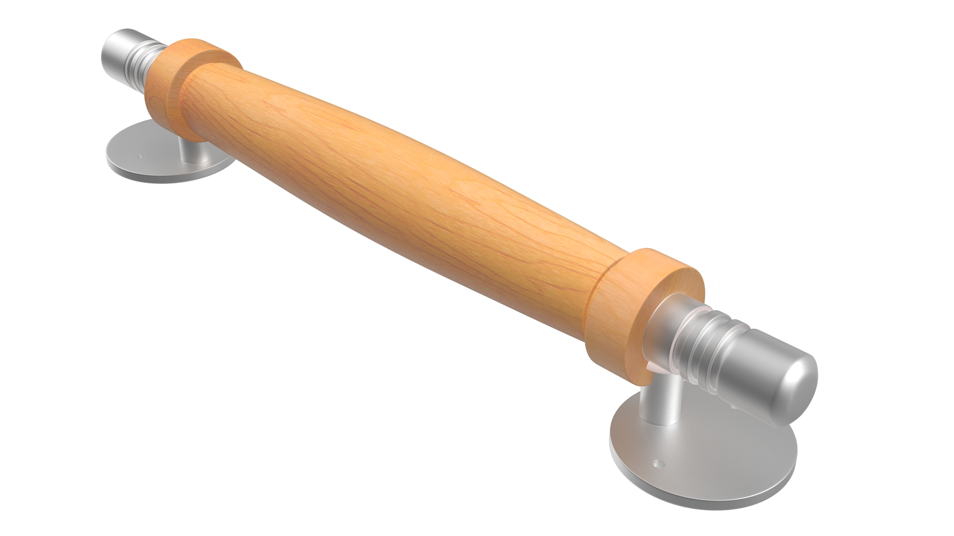 3D Door Metal Handle with Wooden Oval Insert