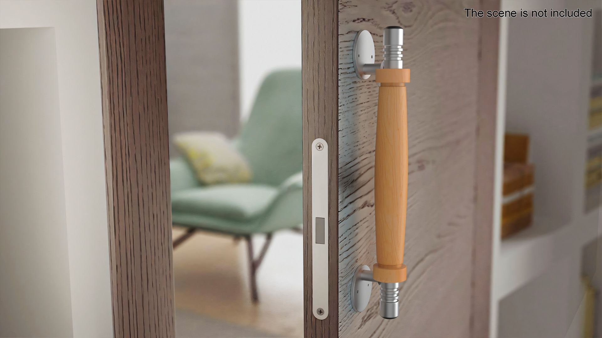 3D Door Metal Handle with Wooden Oval Insert