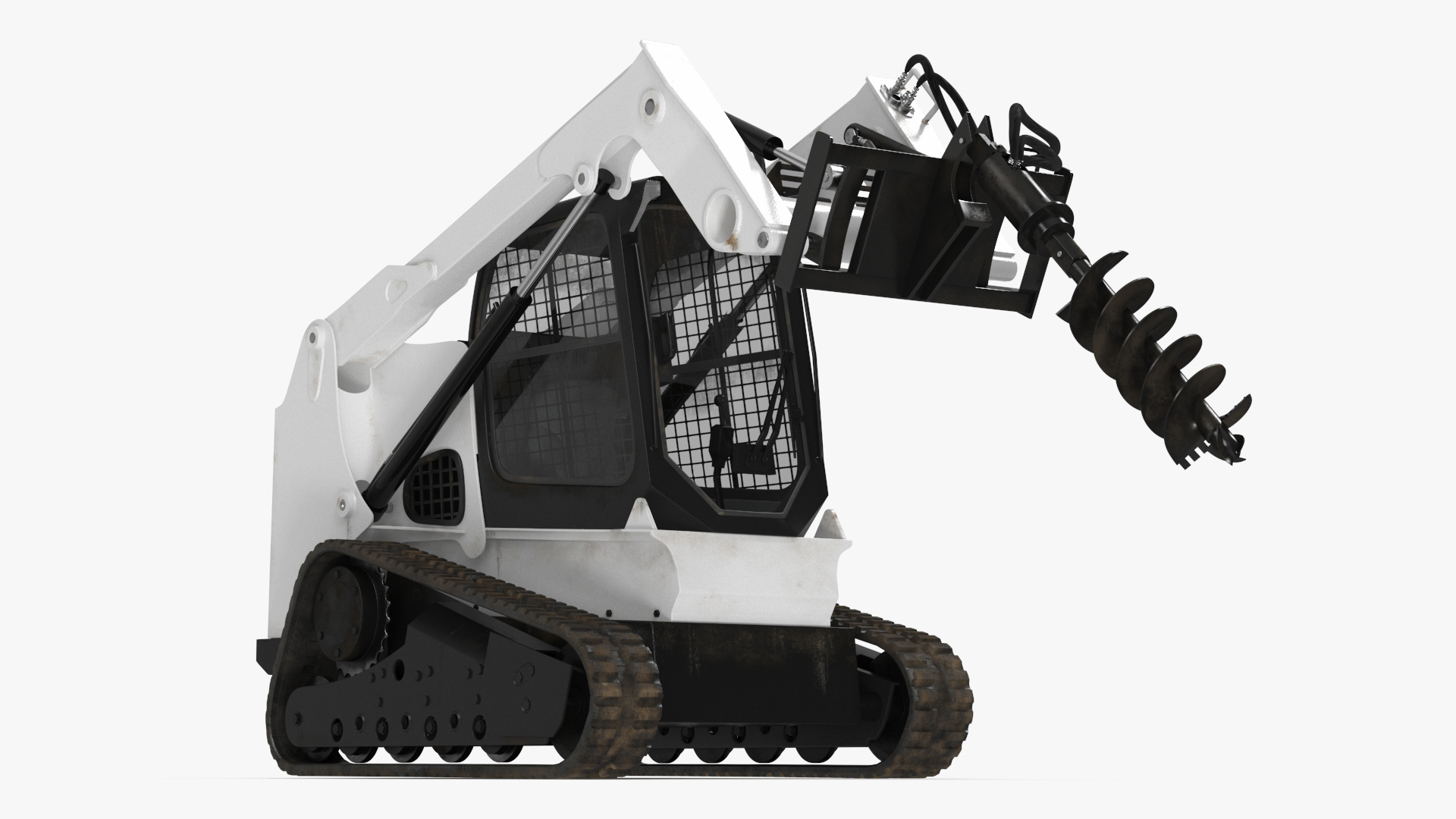 3D Track Skid Steer with Post Hole Auger Rigged for Cinema 4D model