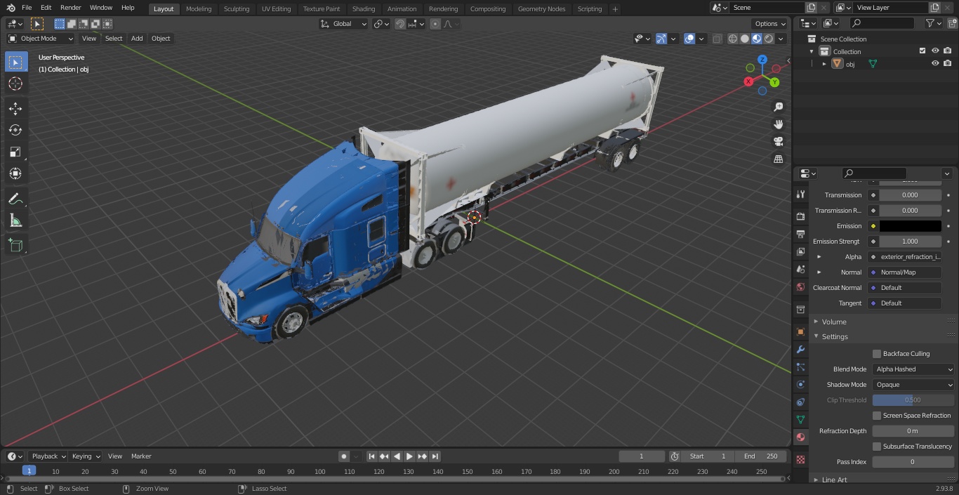 3D model Kenworth Truck with LNG Semi Trailer Gas Tank