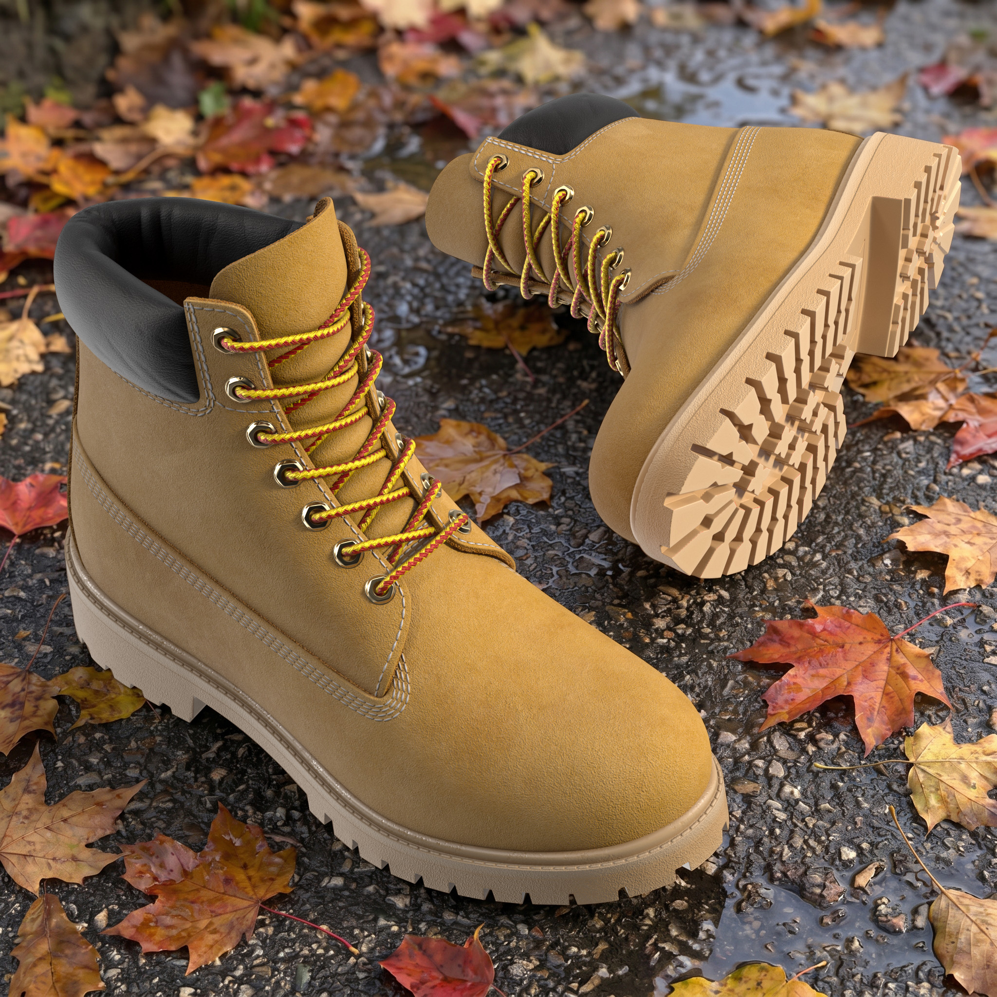Classic American Leather Boots 3D model preview
