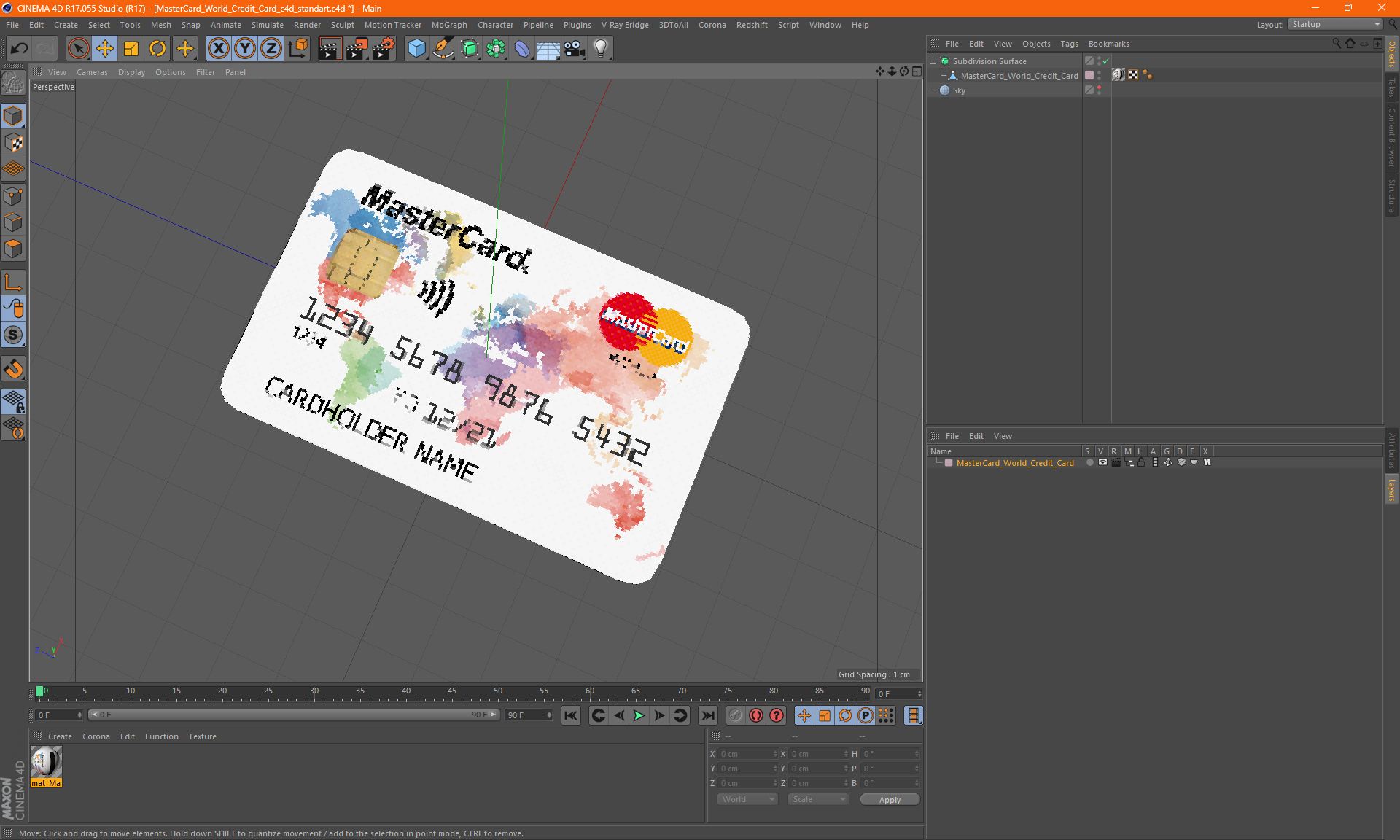 3D MasterCard World Credit Card model