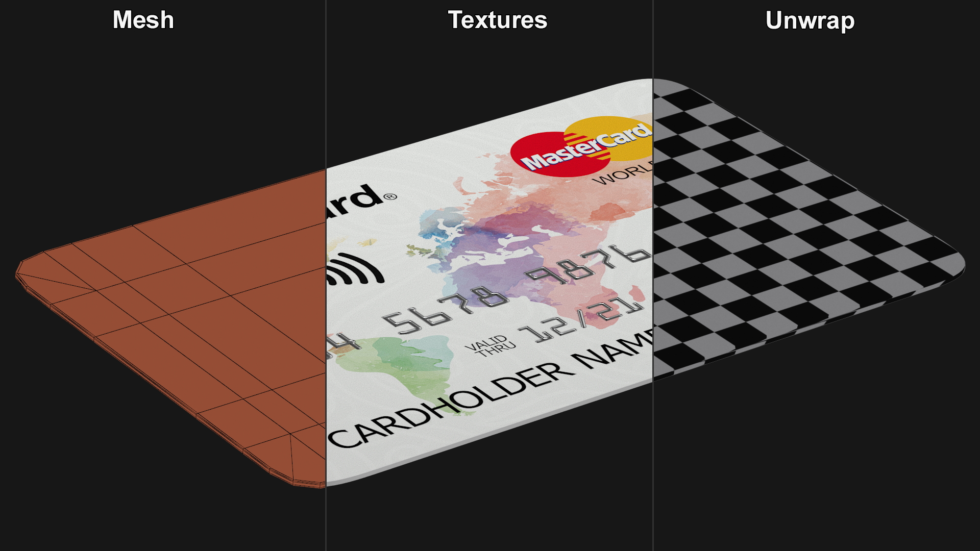 3D MasterCard World Credit Card model