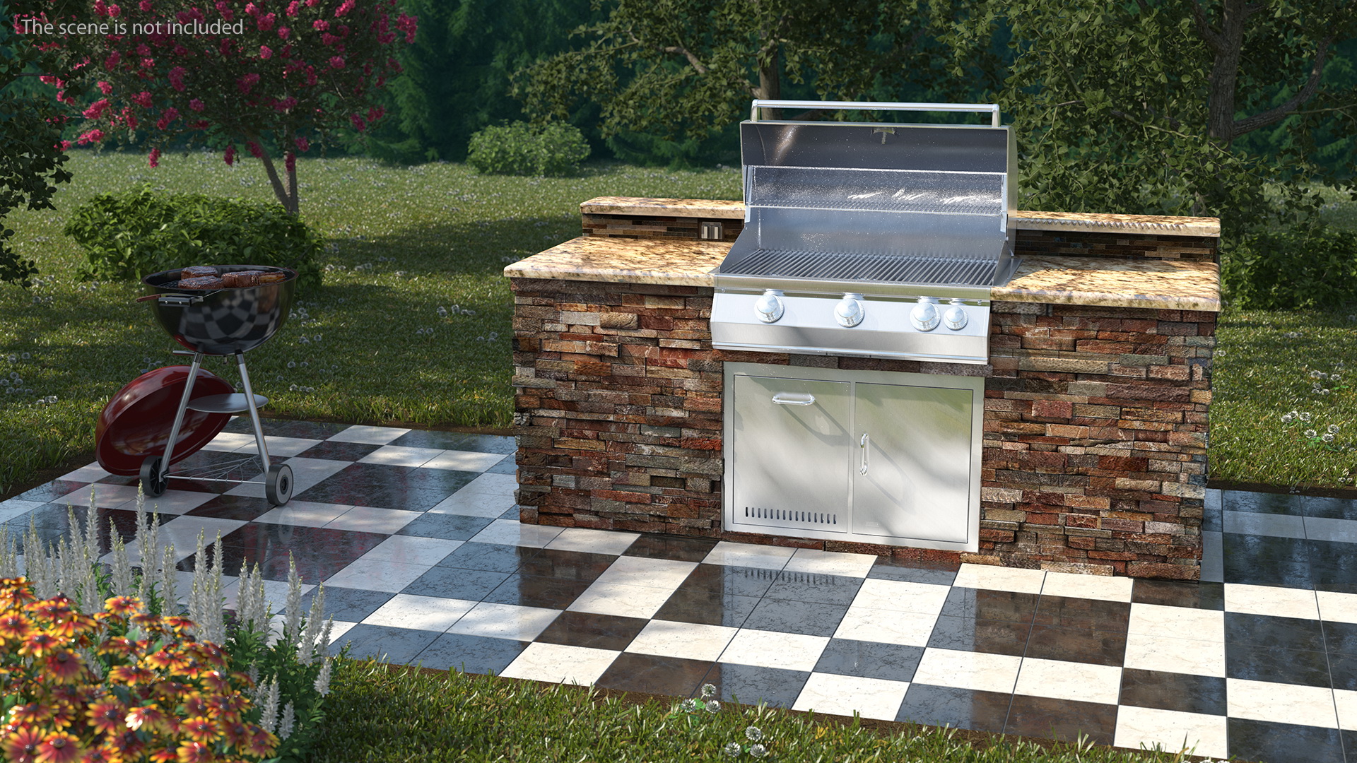 3D Outdoor BBQ Kitchen Island