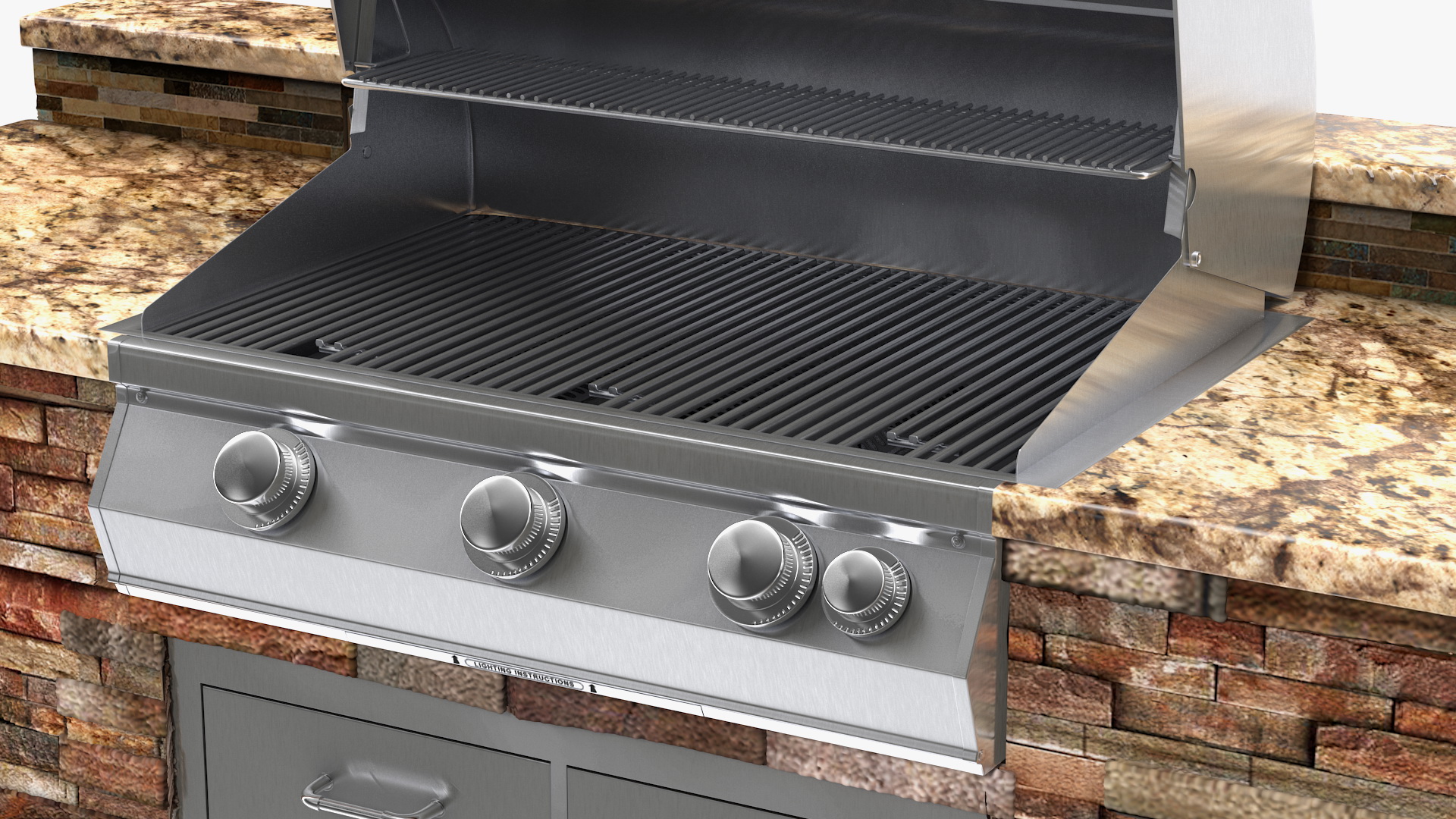 3D Outdoor BBQ Kitchen Island