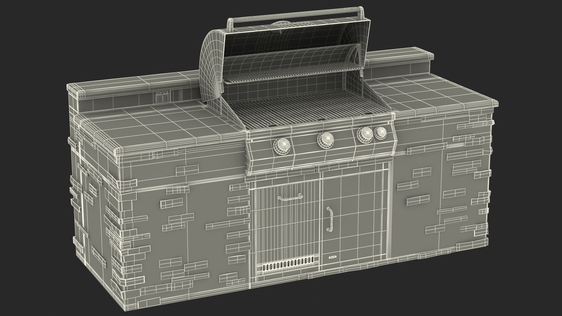 3D Outdoor BBQ Kitchen Island